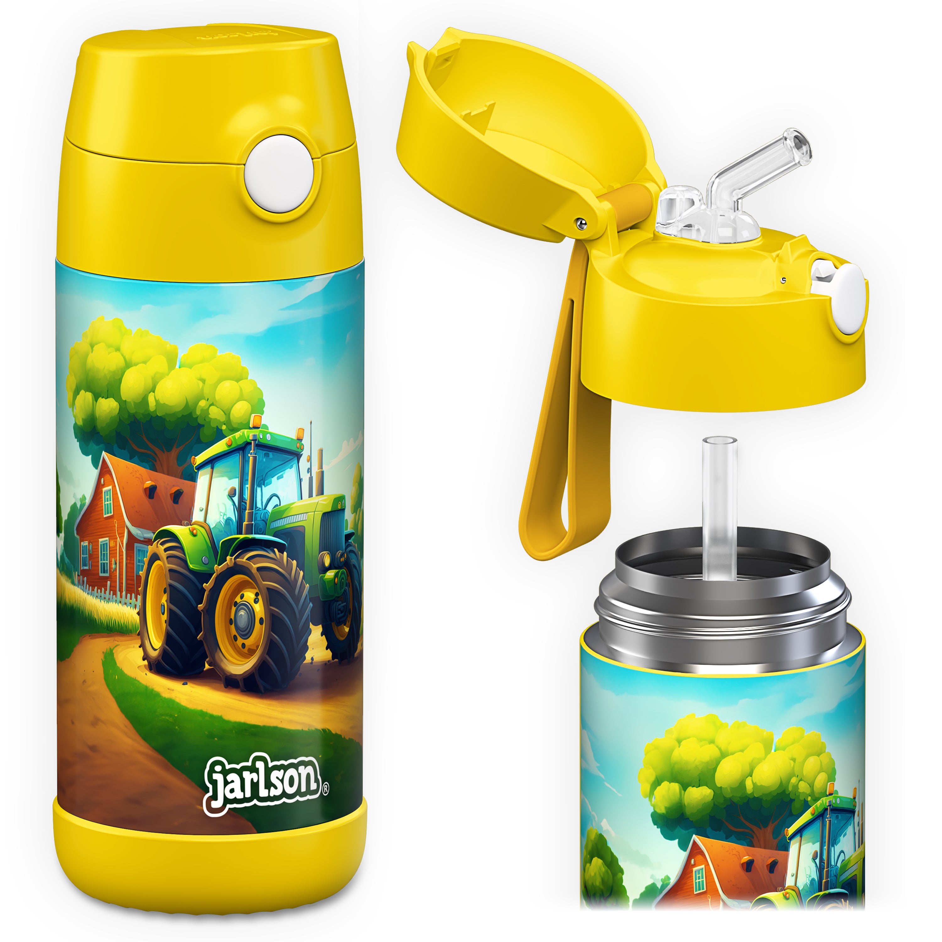 CHARLI Trinkflasche Edelstahl für Kinder mit Strohhalm