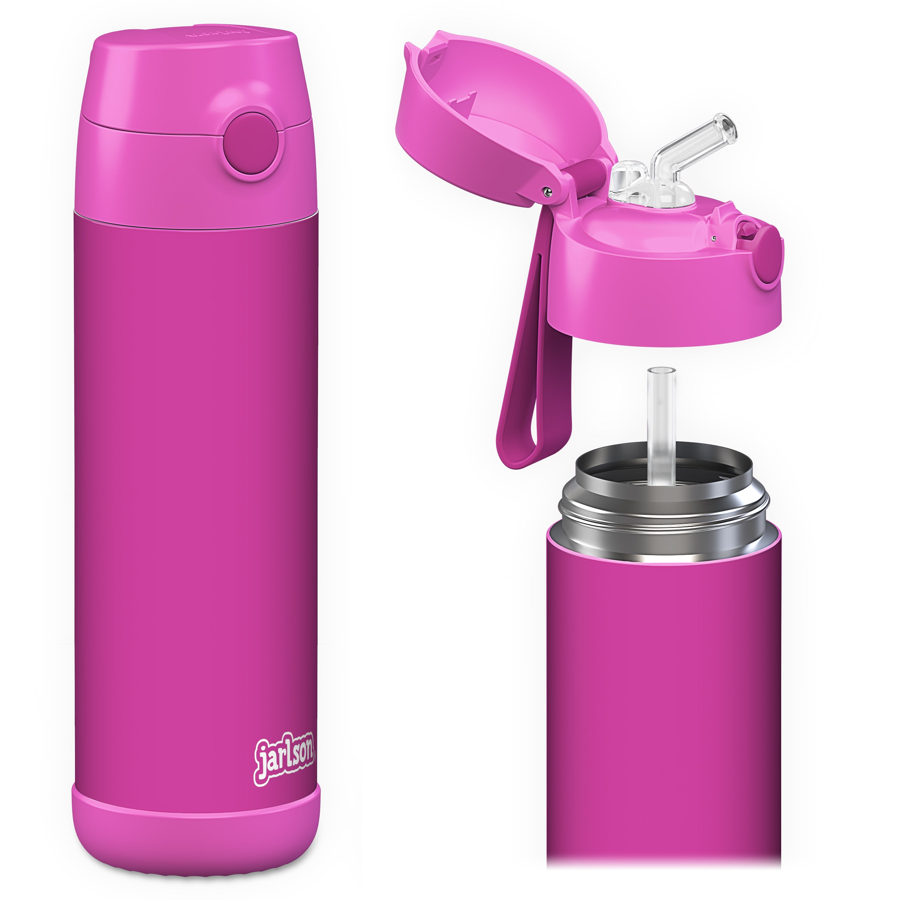 CHARLI Trinkflasche Edelstahl für Kinder mit Strohhalm