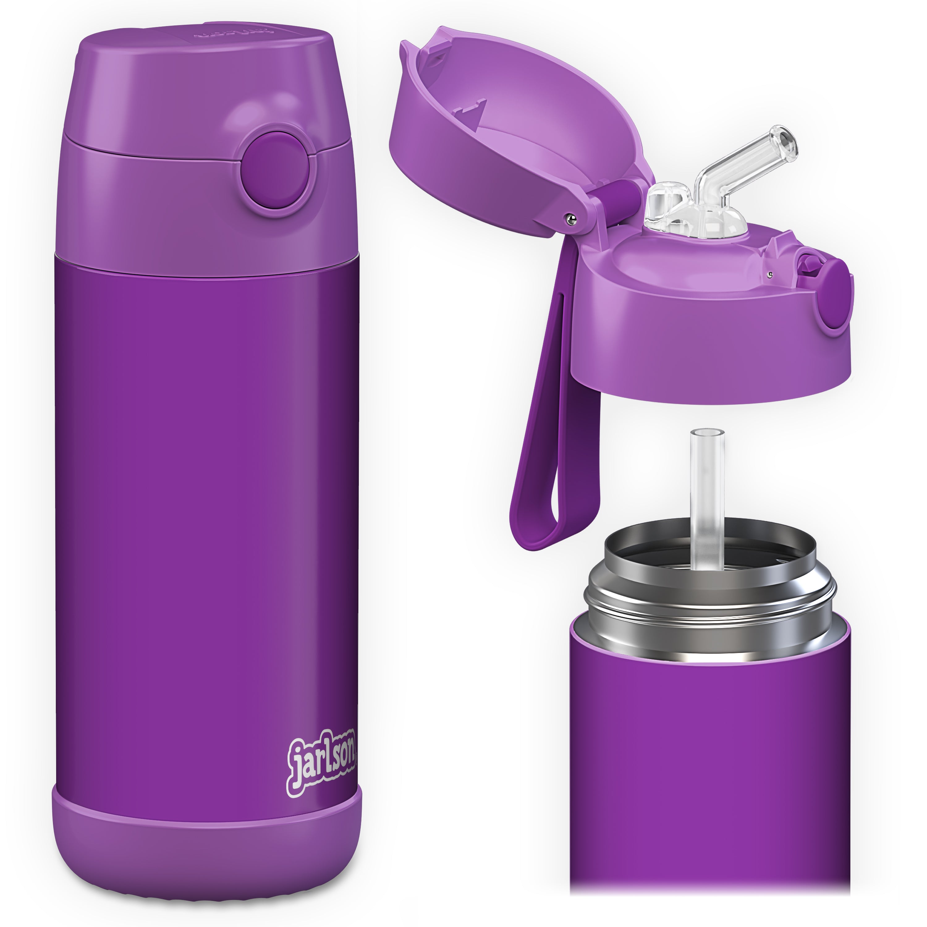 CHARLI Trinkflasche Edelstahl für Kinder mit Strohhalm