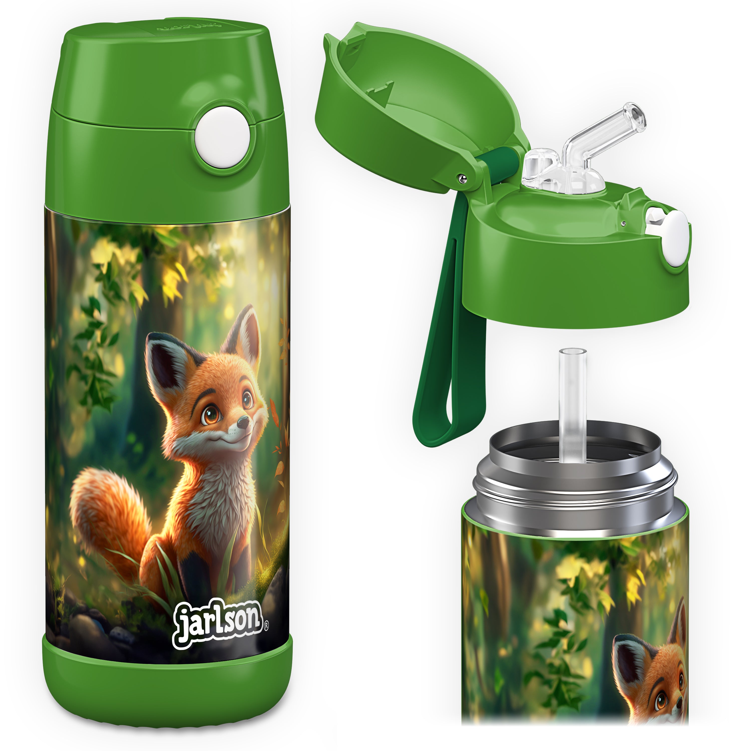 CHARLI Trinkflasche Edelstahl für Kinder mit Strohhalm