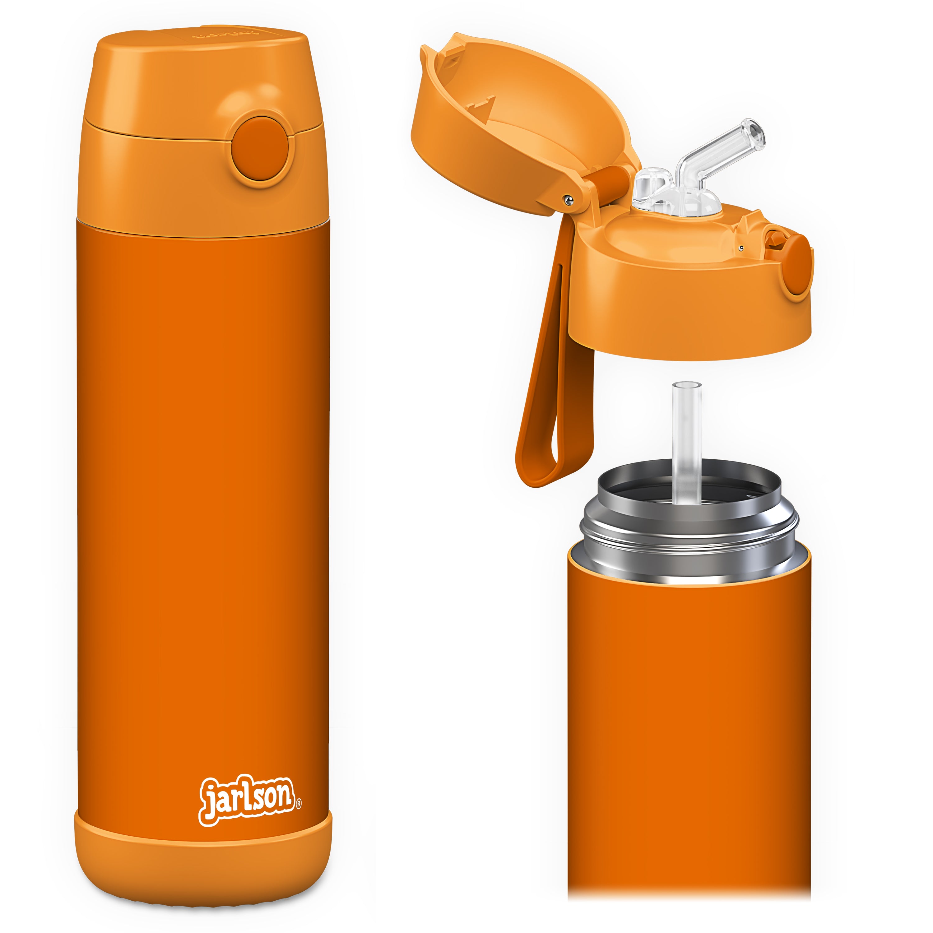 CHARLI Trinkflasche Edelstahl für Kinder mit Strohhalm