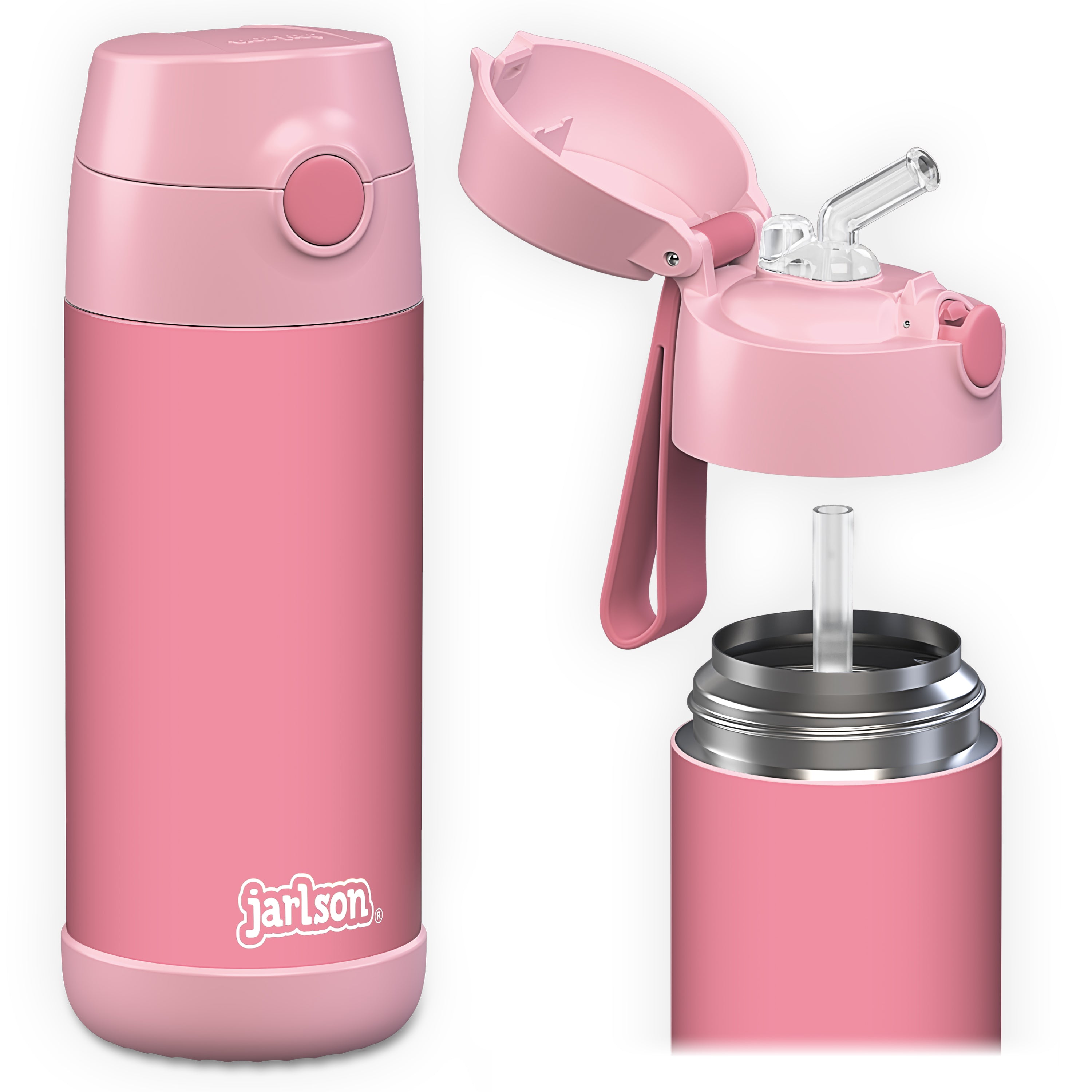 CHARLI Trinkflasche Edelstahl für Kinder mit Strohhalm