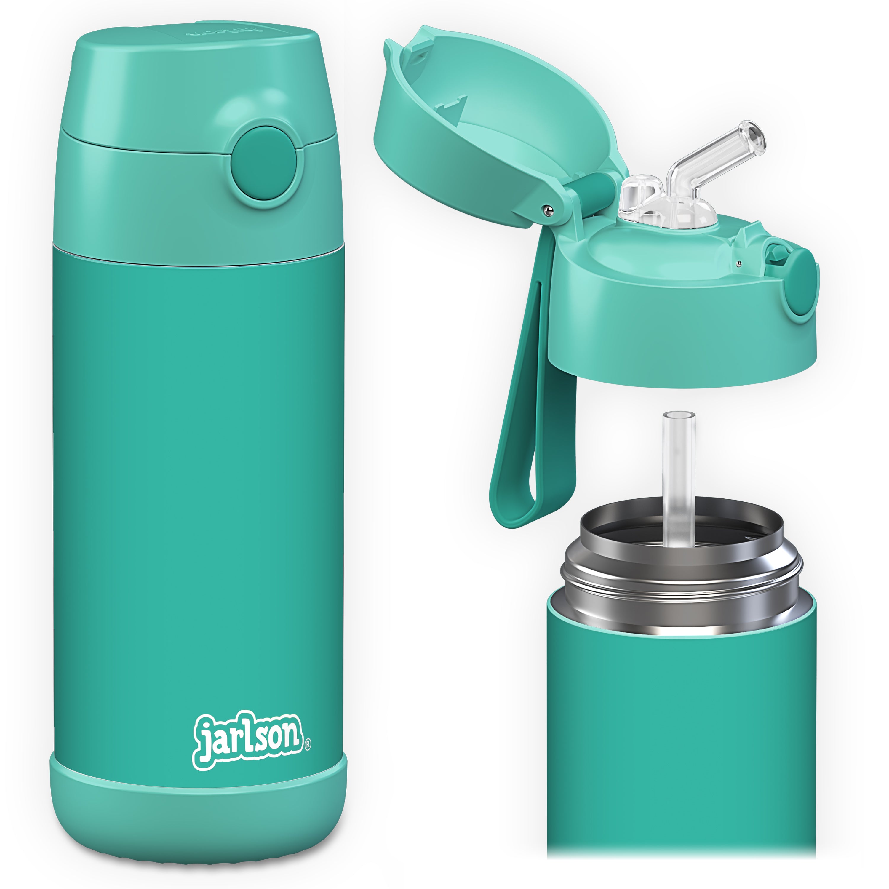 CHARLI Trinkflasche Edelstahl für Kinder mit Strohhalm