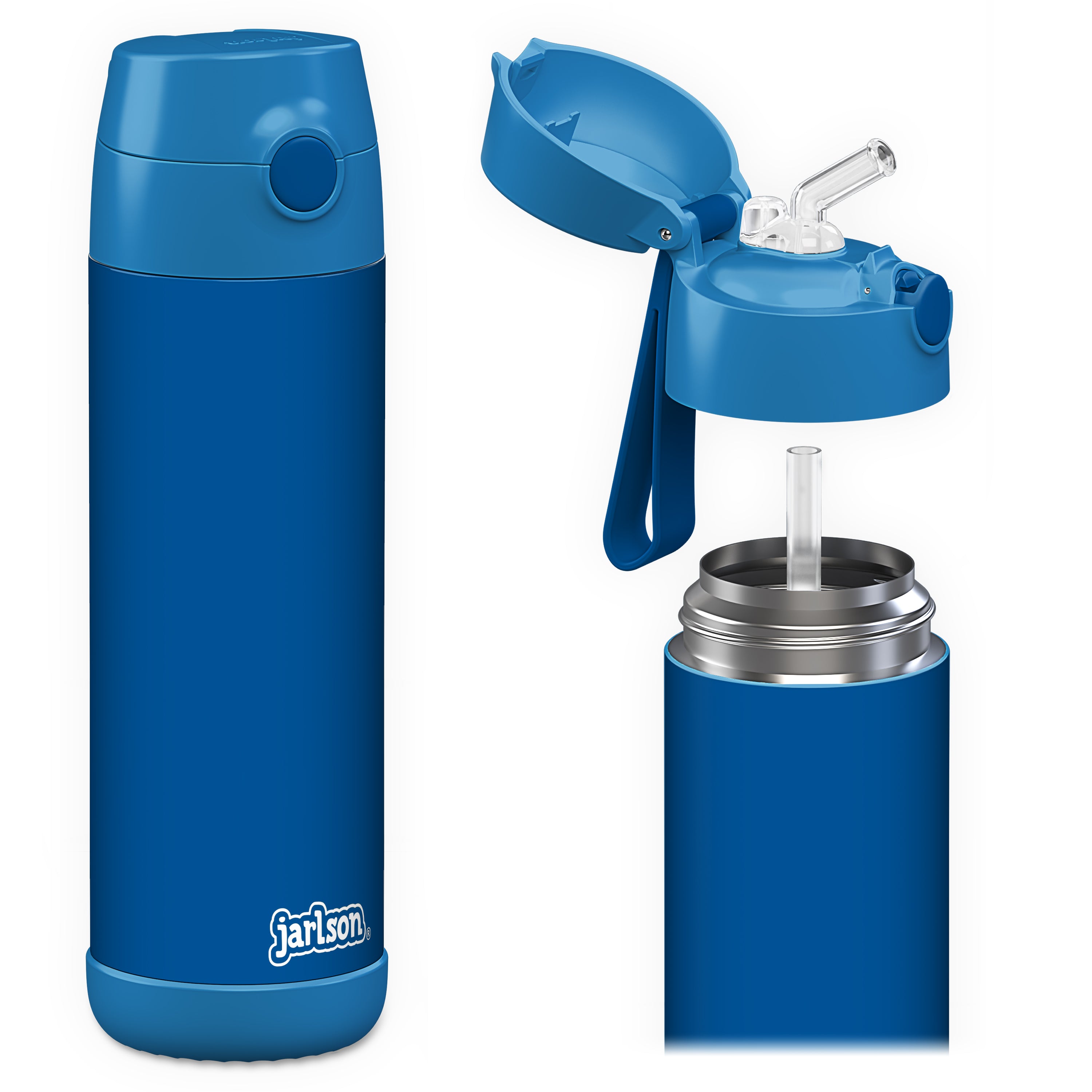 CHARLI Trinkflasche Edelstahl für Kinder mit Strohhalm