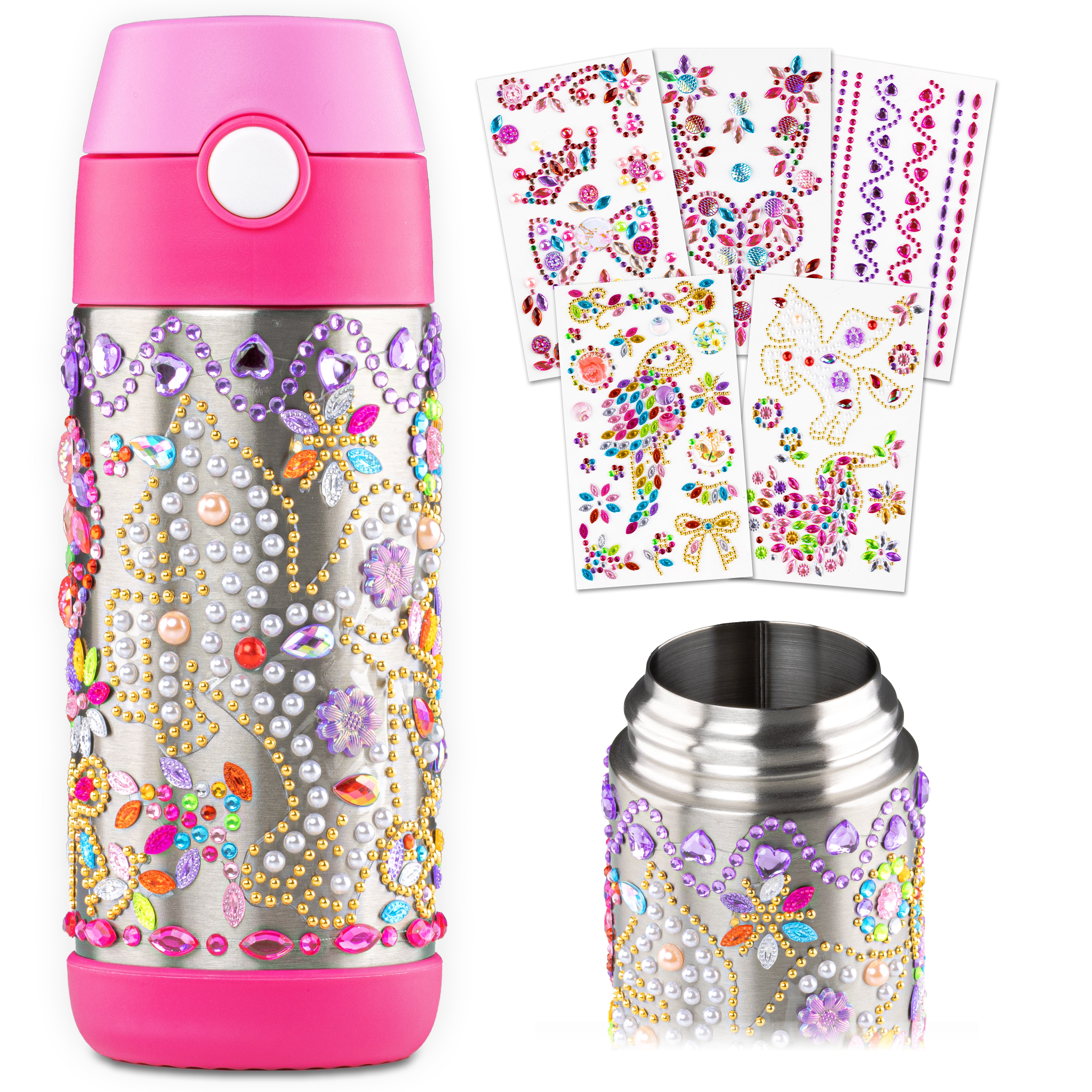 CRYSTAL Trinkflasche Kinder Edelstahl zum Selber Gestalten - 350ml / 500ml