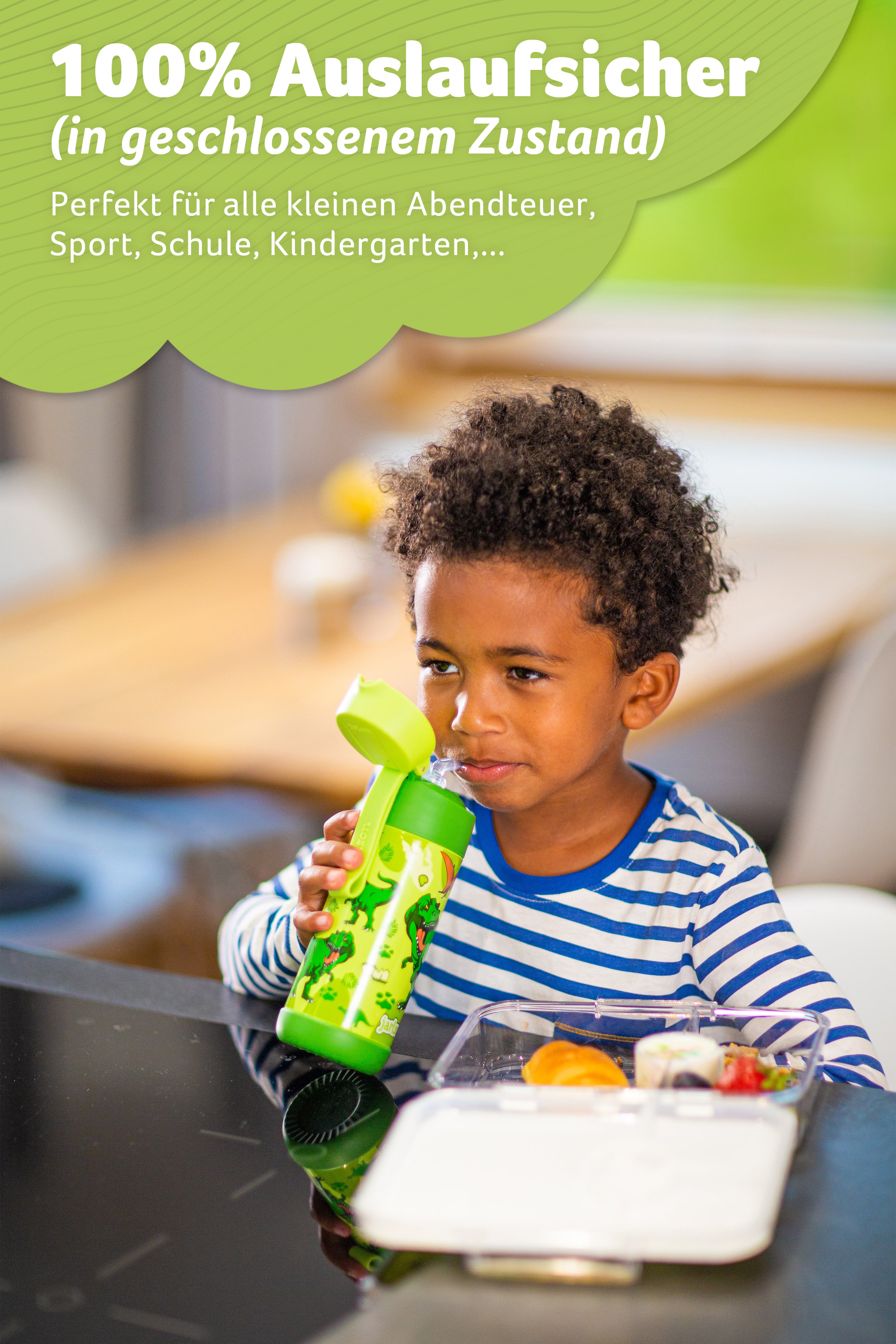 CHARLI Trinkflasche Edelstahl für Kinder mit Strohhalm