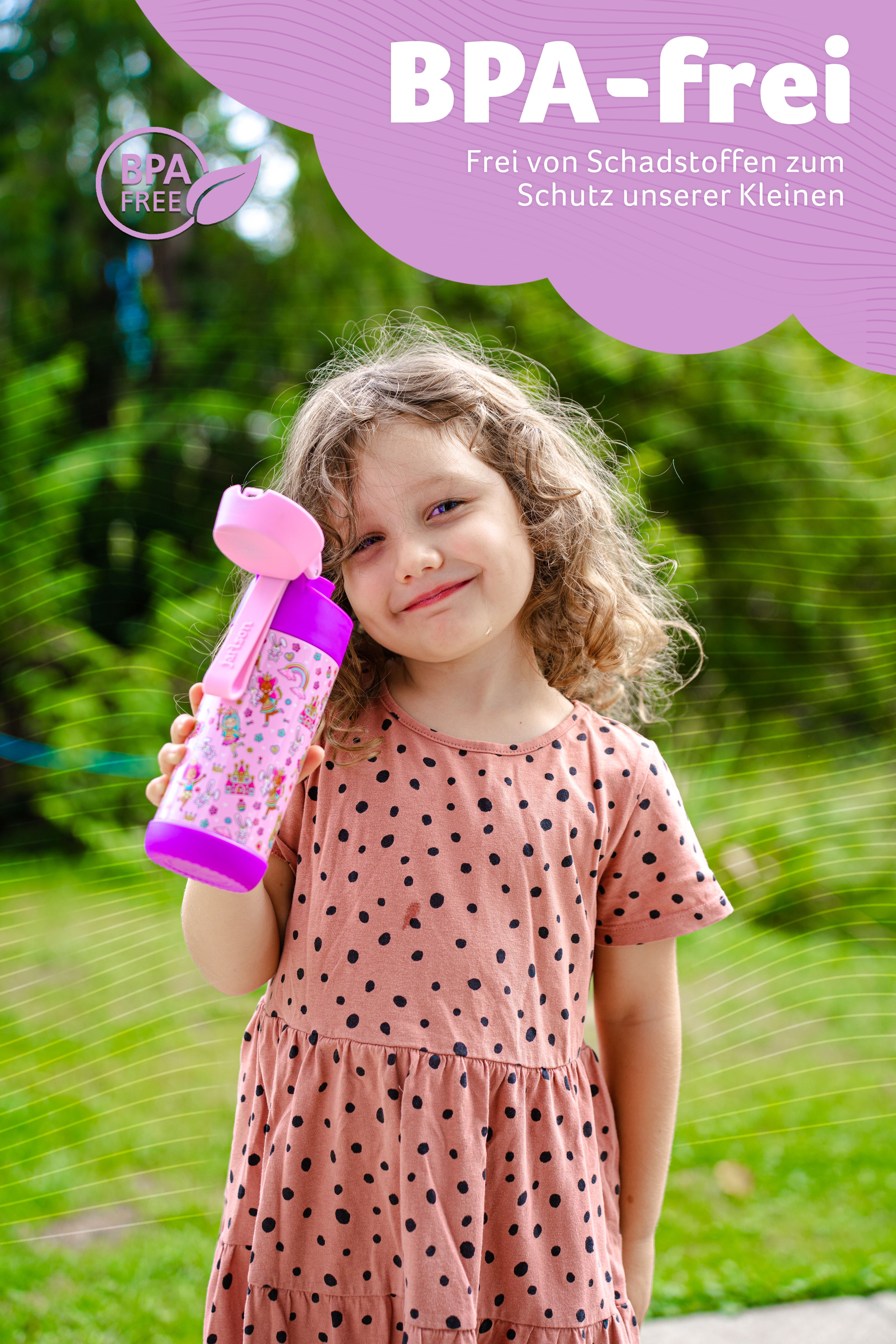 MALI Trinkflasche Edelstahl für Kinder mit Trinkausguss