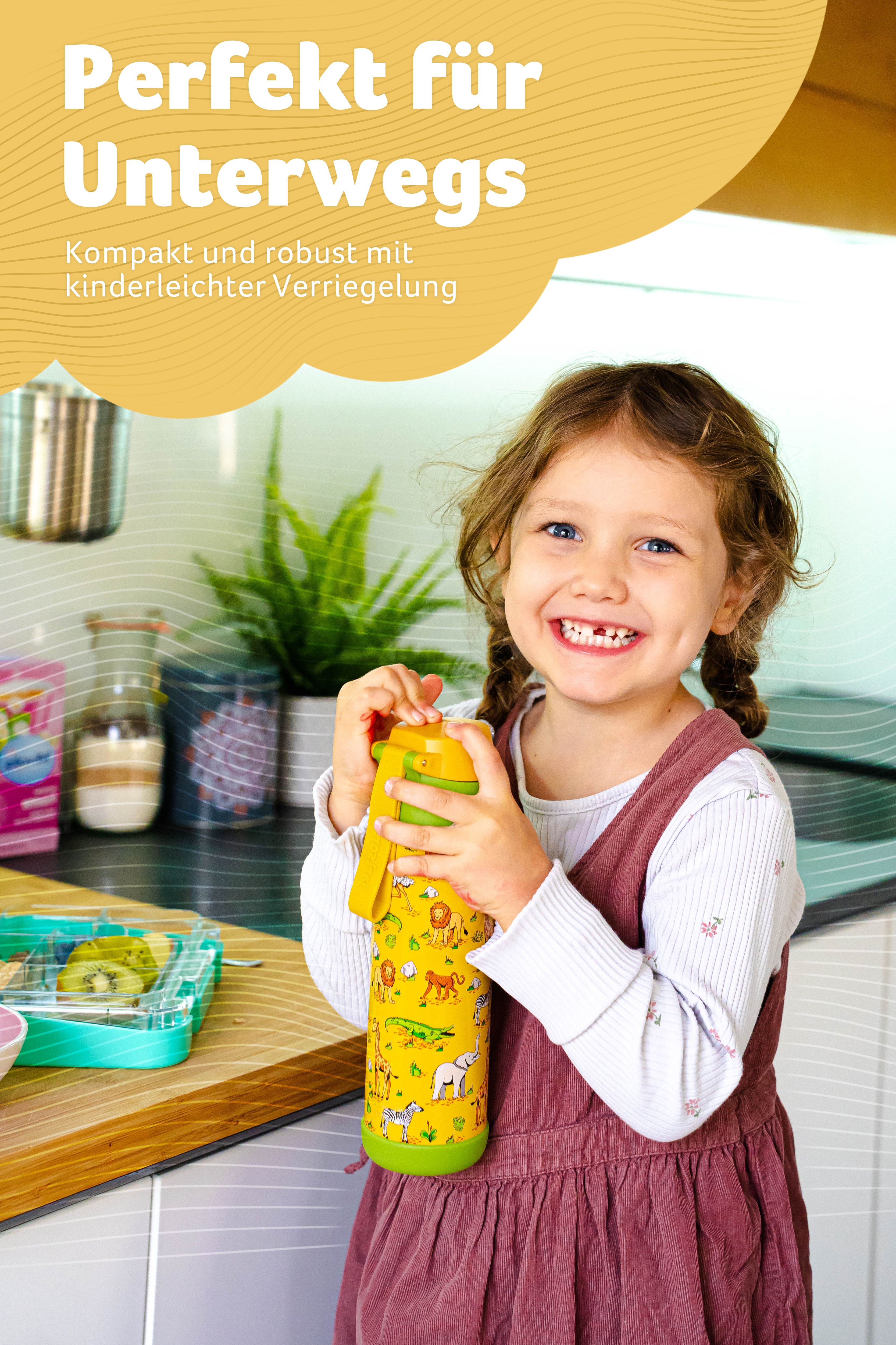 MALI Trinkflasche Edelstahl für Kinder mit Trinkausguss