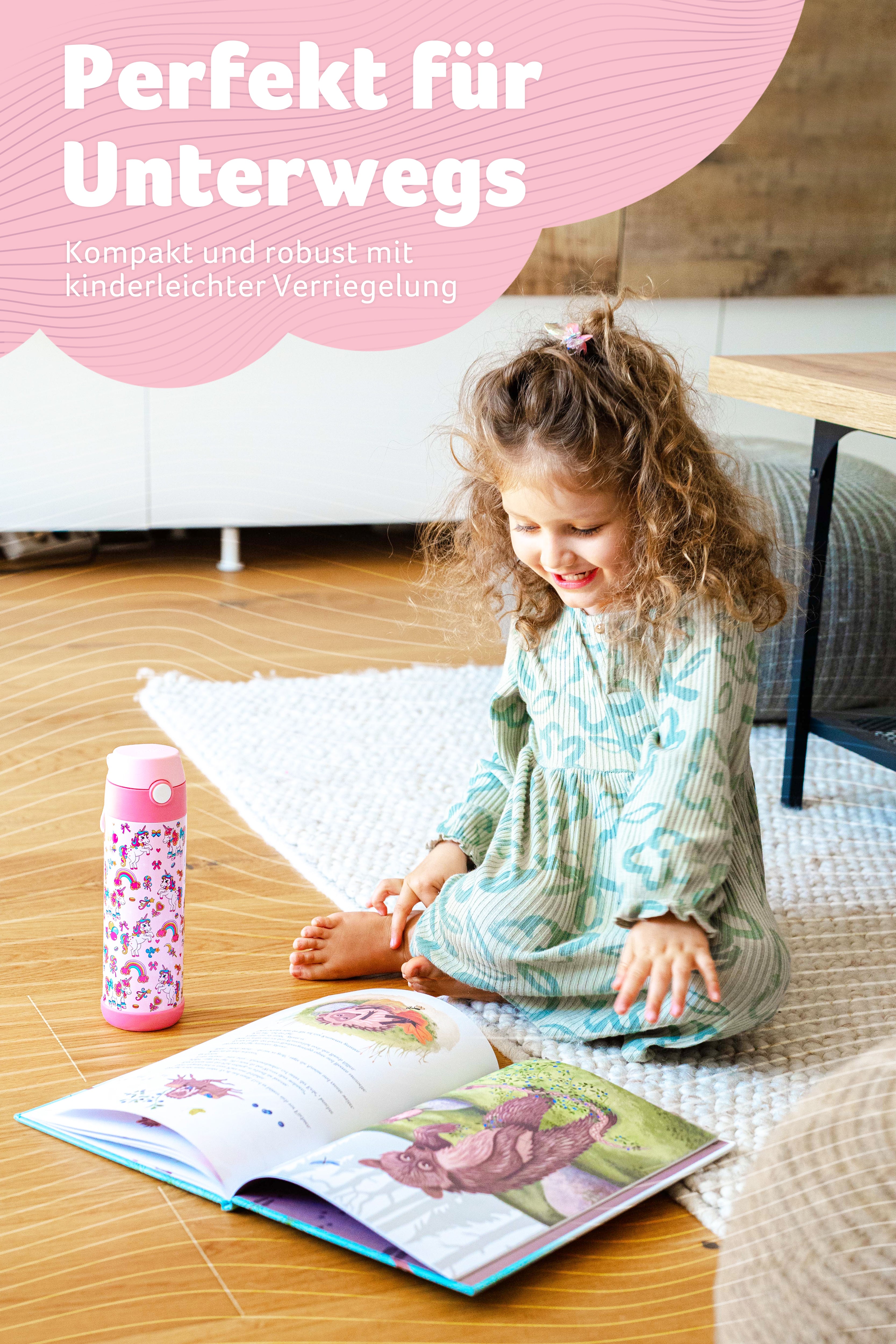 MALI Trinkflasche Edelstahl für Kinder mit Trinkausguss