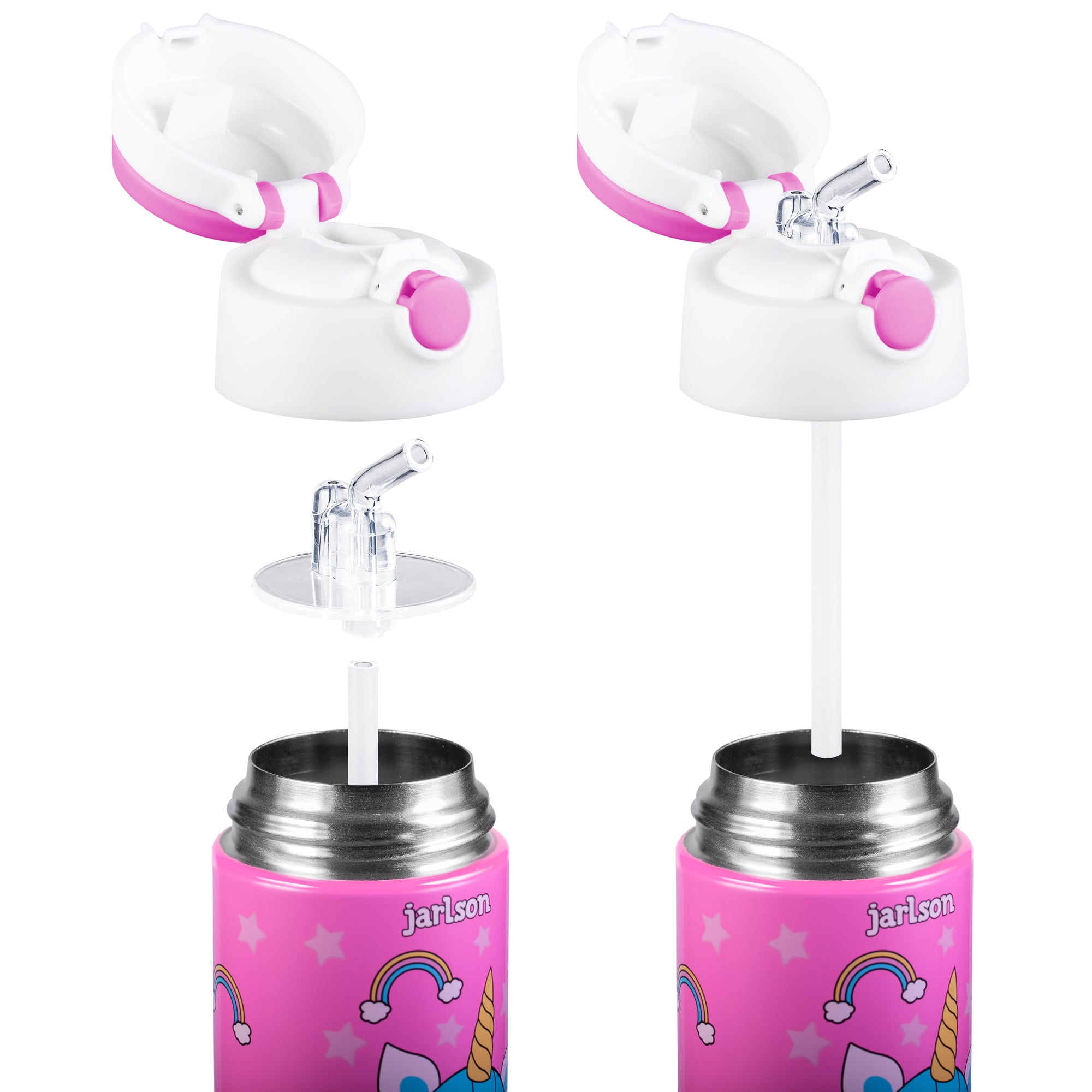 CHARLI Trinkflasche Edelstahl für Kinder mit Strohhalm