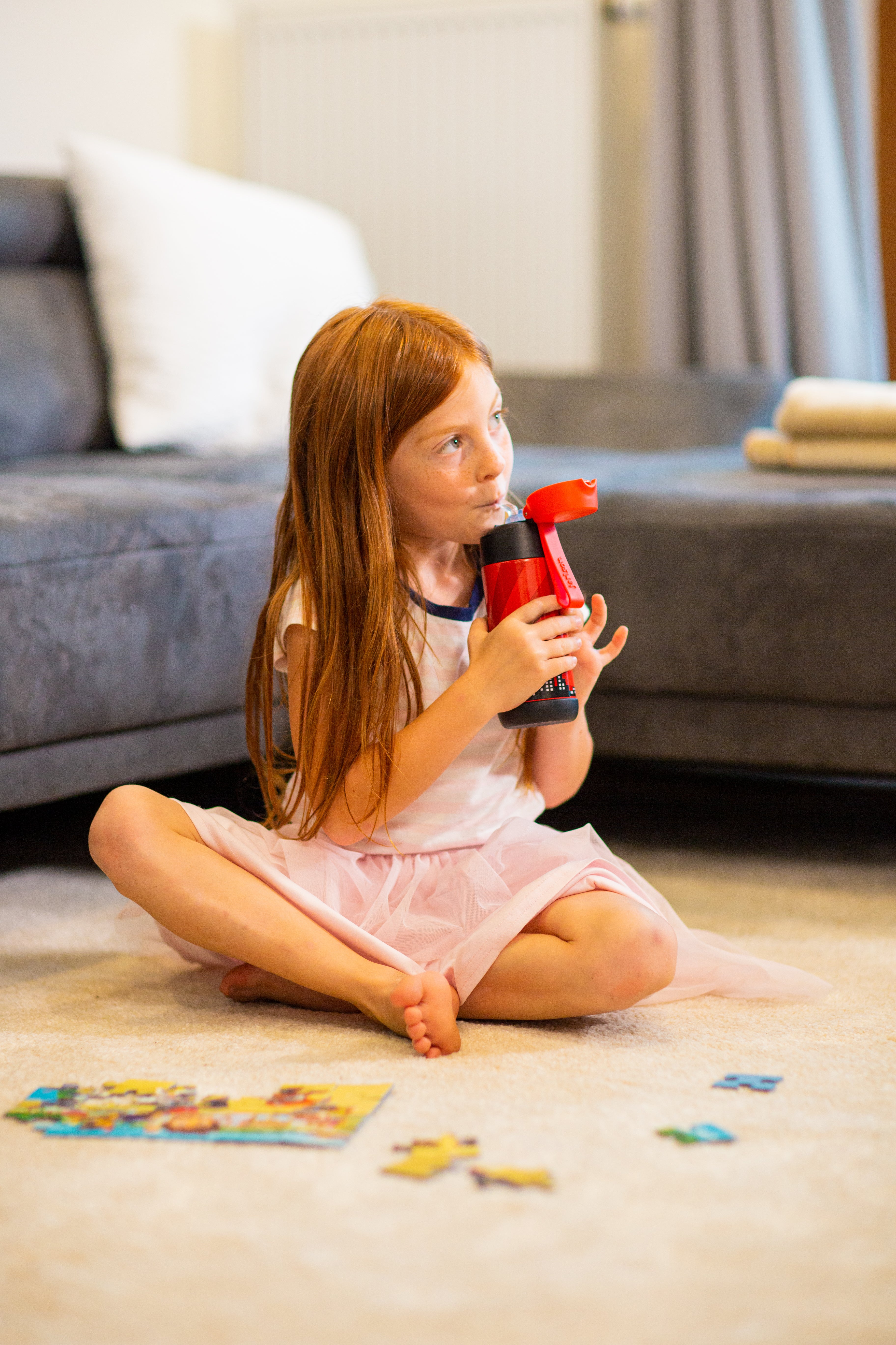 CHARLI Trinkflasche Edelstahl für Kinder mit Strohhalm