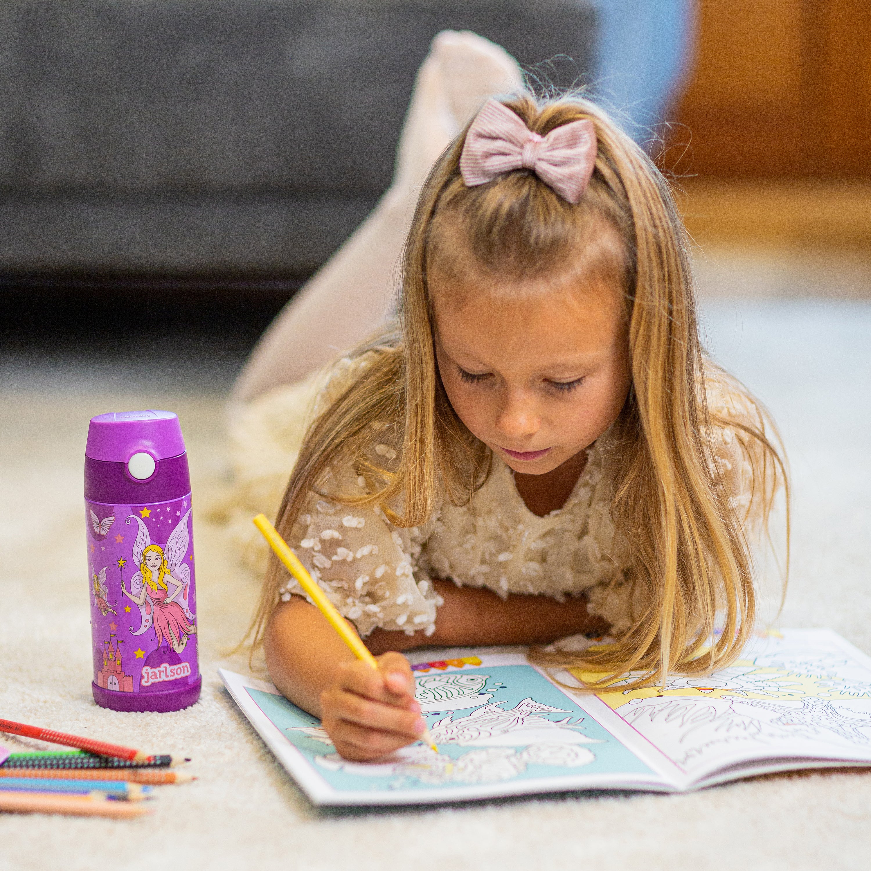 CHARLI Trinkflasche Edelstahl für Kinder mit Strohhalm