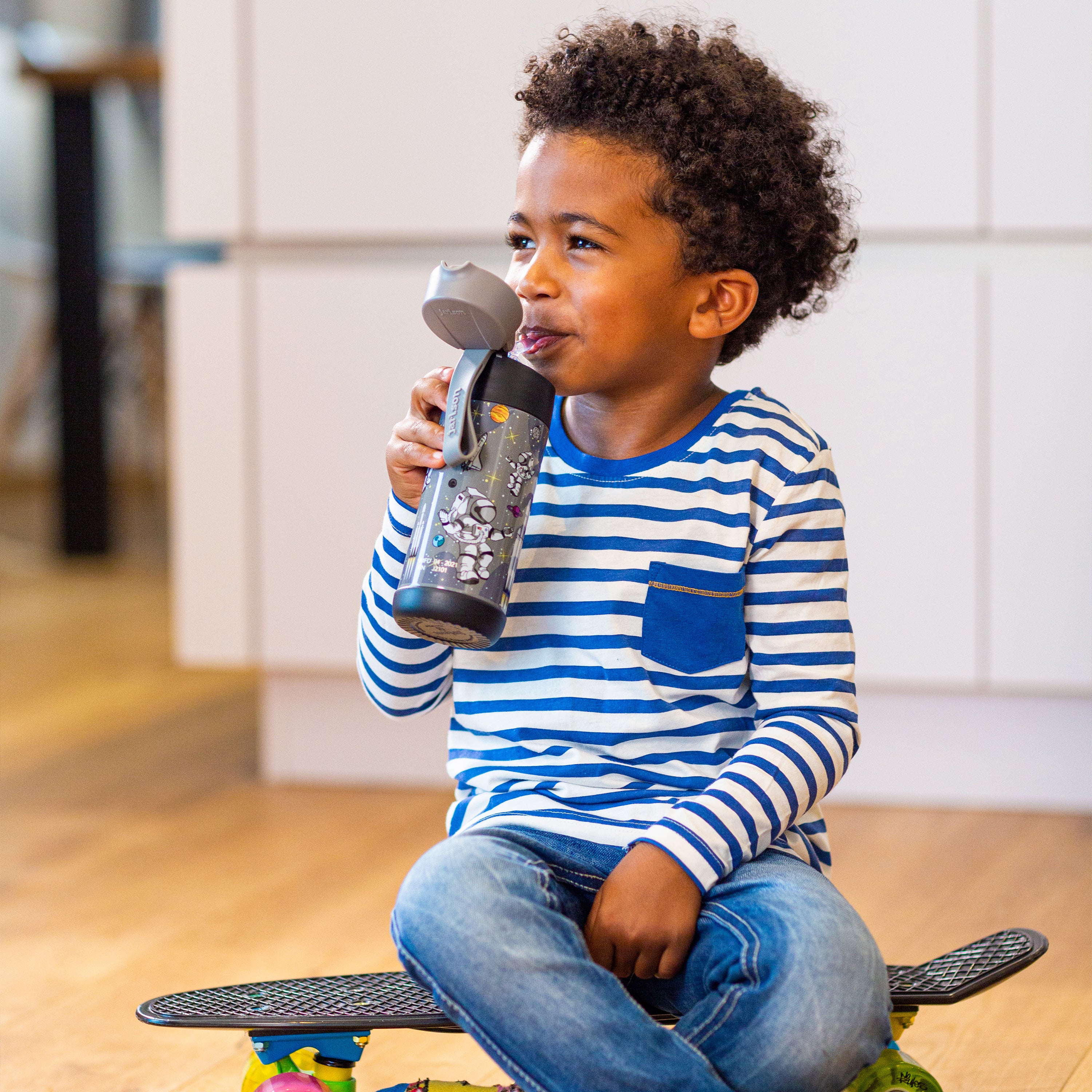 CHARLI Trinkflasche Edelstahl für Kinder mit Strohhalm
