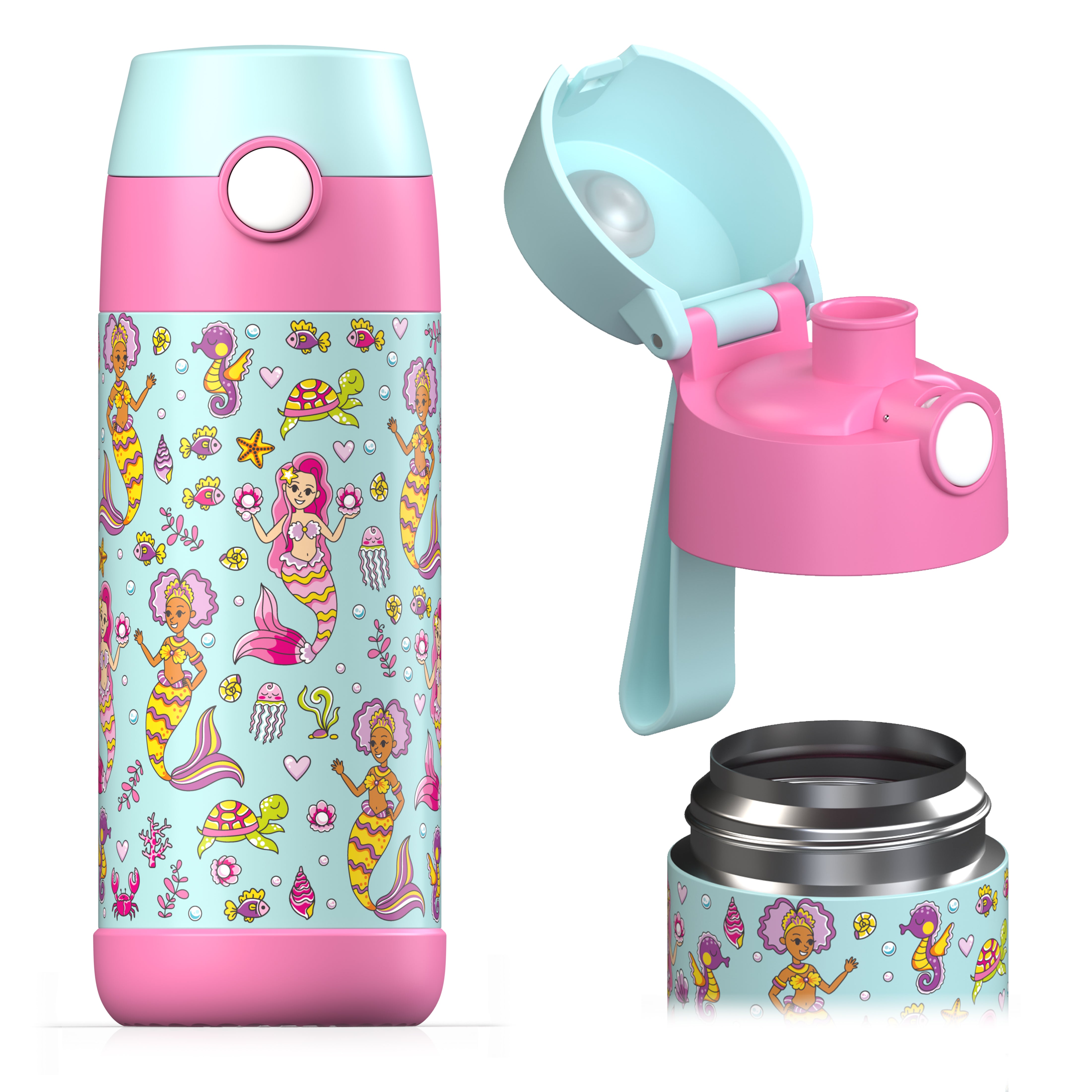 MALI Trinkflasche Edelstahl für Kinder mit Trinkausguss