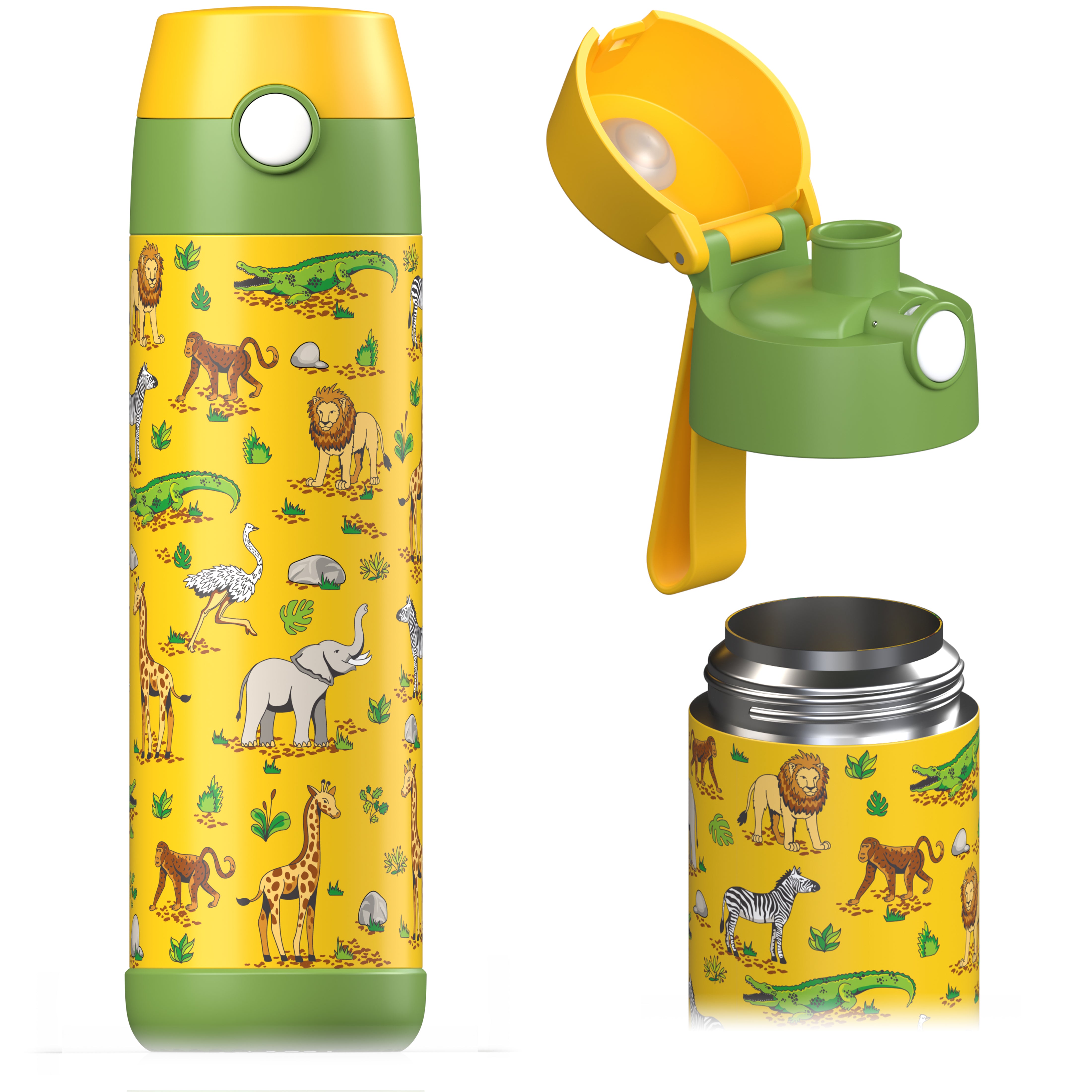 MALI Trinkflasche Edelstahl für Kinder mit Trinkausguss