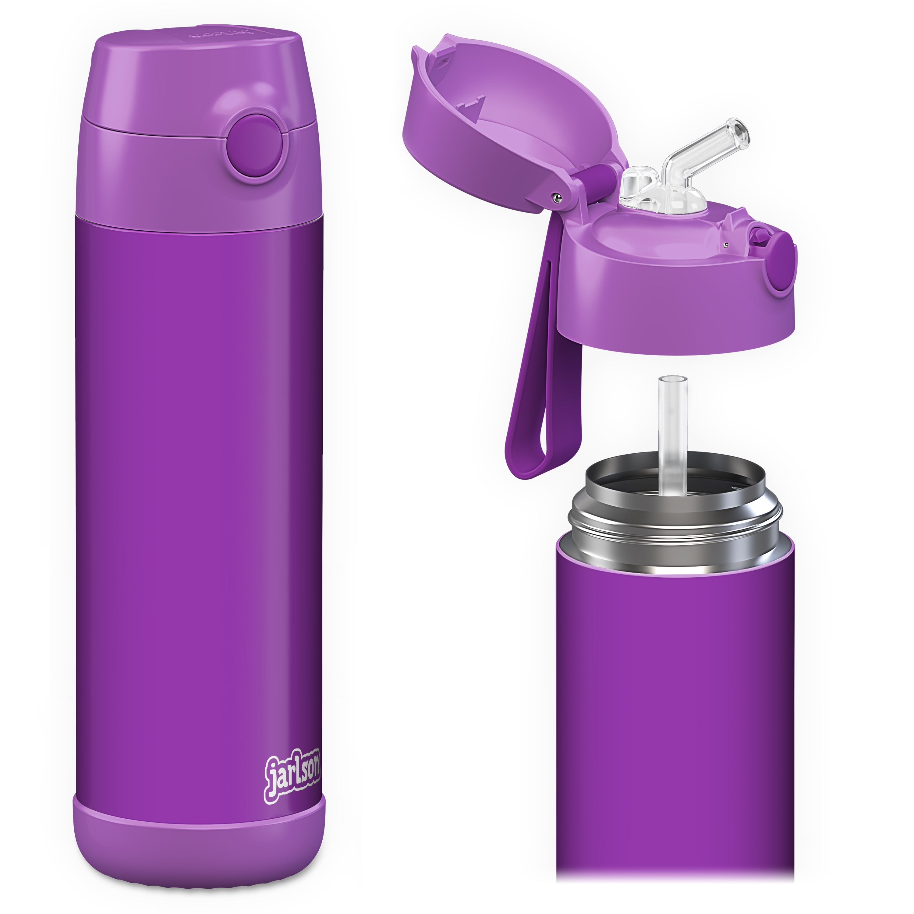 CHARLI Trinkflasche Edelstahl für Kinder mit Strohhalm