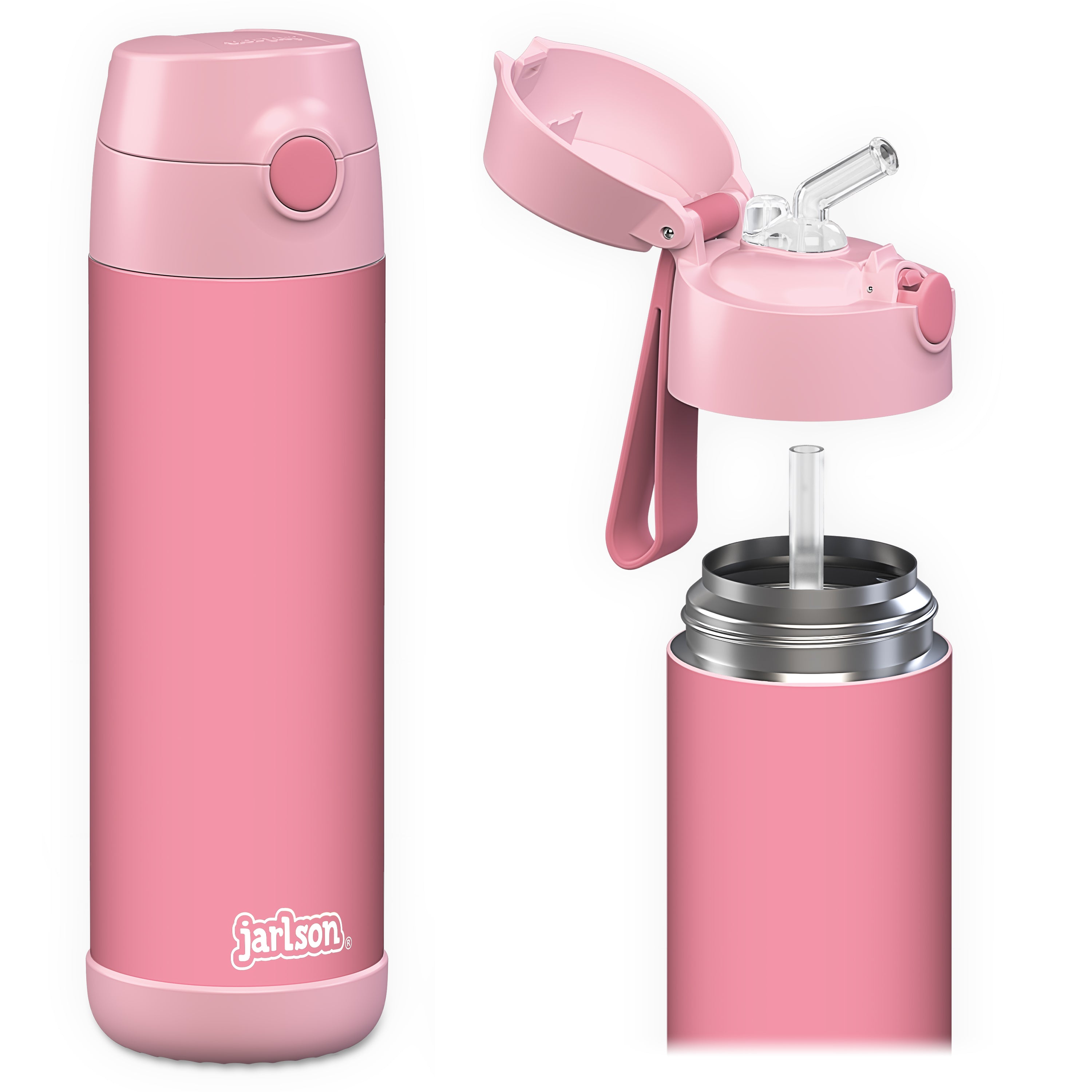 CHARLI Trinkflasche Edelstahl für Kinder mit Strohhalm