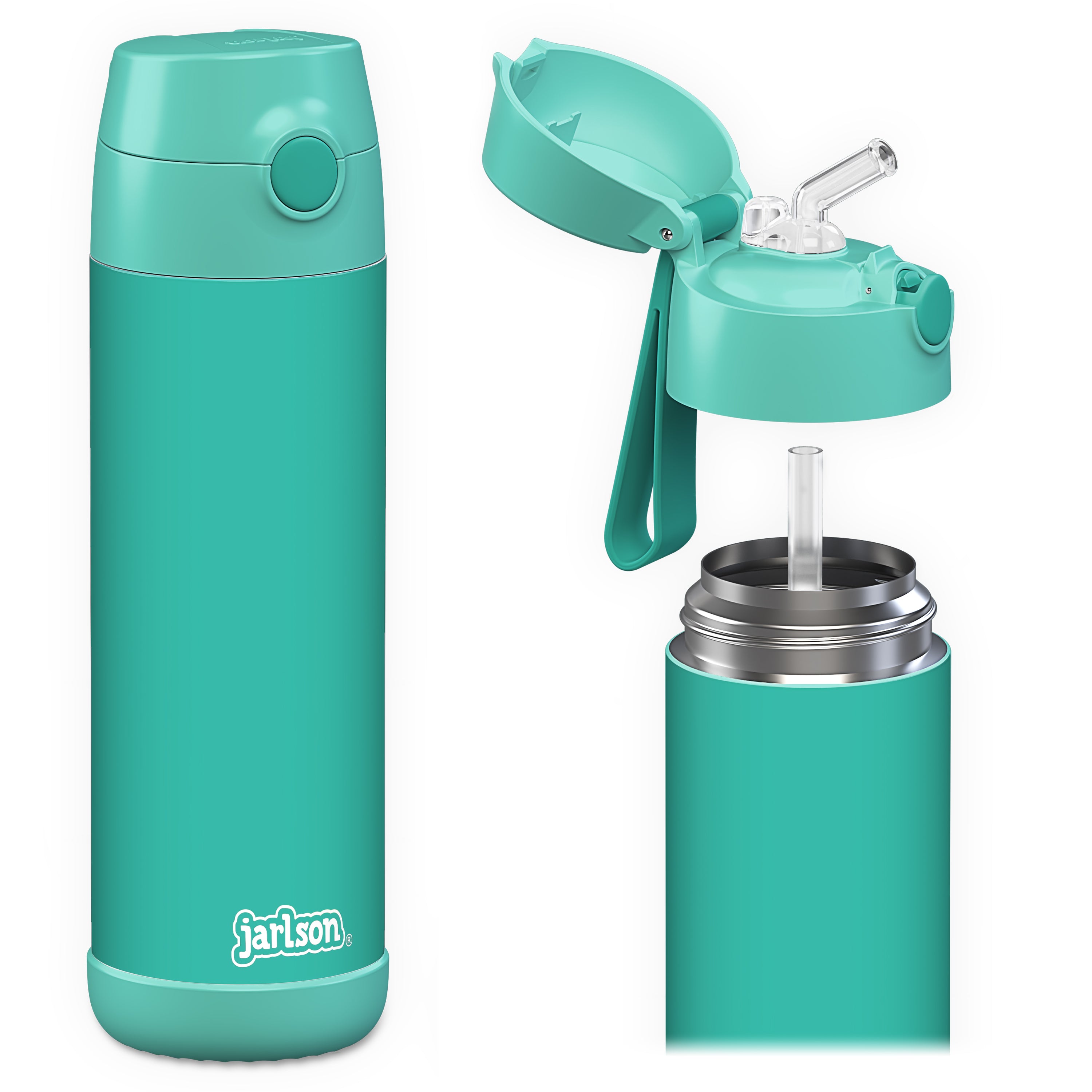 CHARLI Trinkflasche Edelstahl für Kinder mit Strohhalm