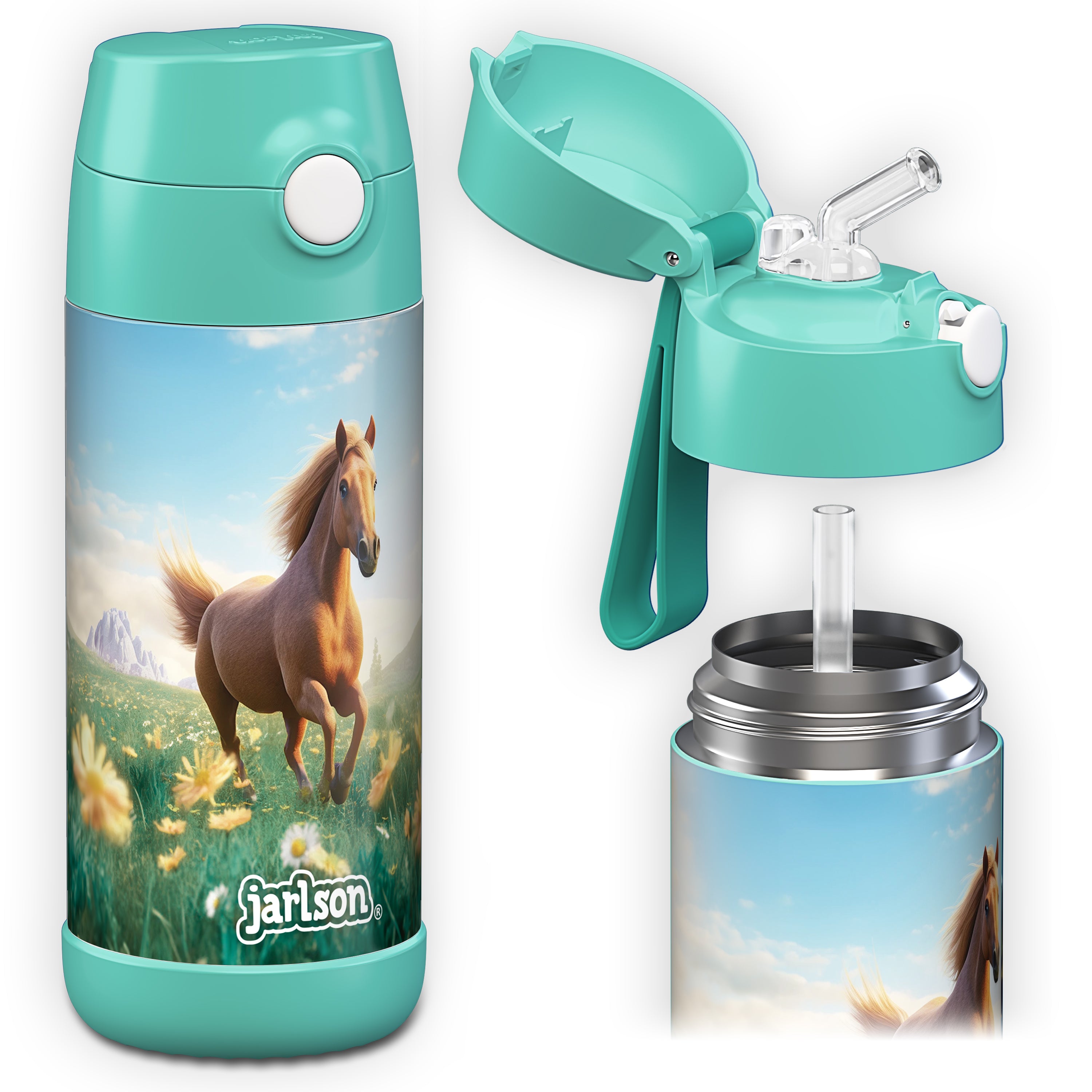 CHARLI Trinkflasche Edelstahl für Kinder mit Strohhalm