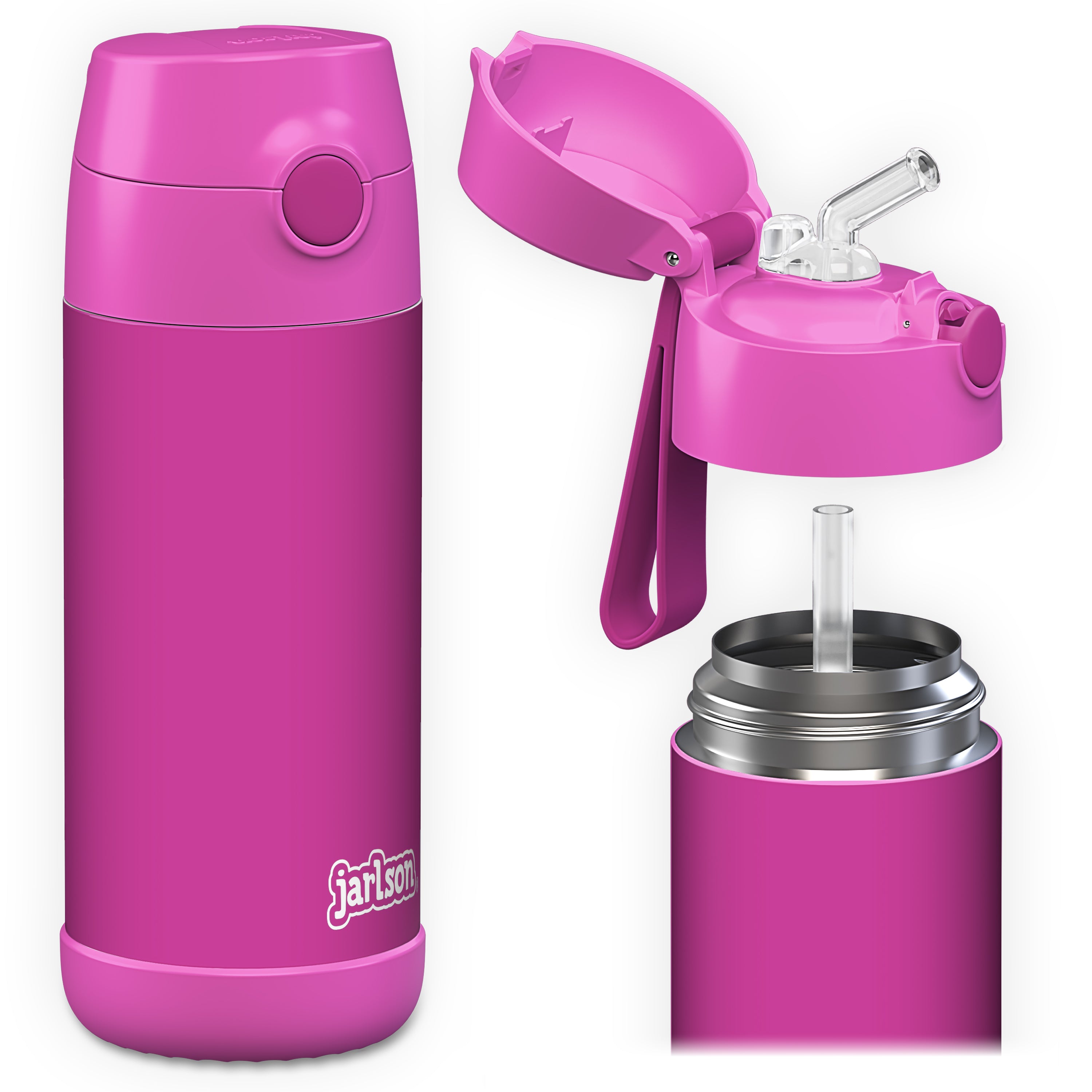 CHARLI Trinkflasche Edelstahl für Kinder mit Strohhalm