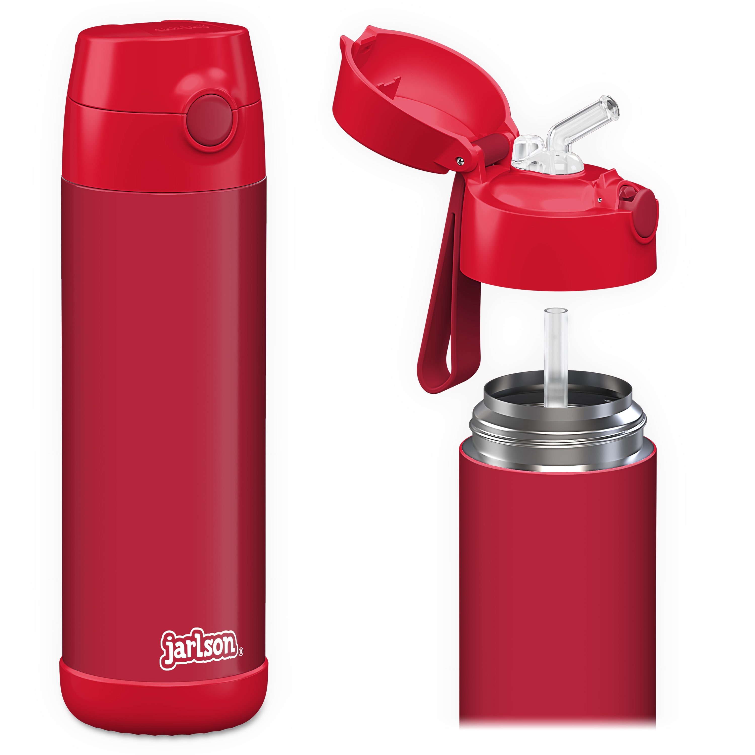 CHARLI Trinkflasche Edelstahl für Kinder mit Strohhalm