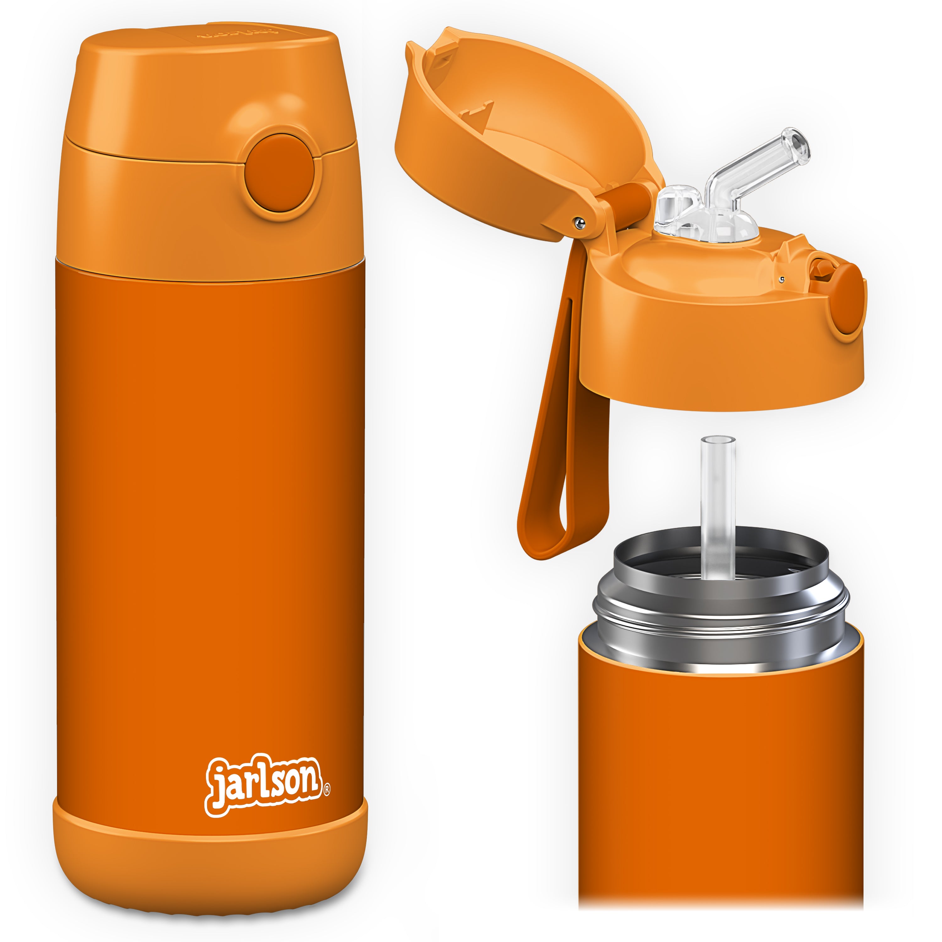 CHARLI Trinkflasche Edelstahl für Kinder mit Strohhalm