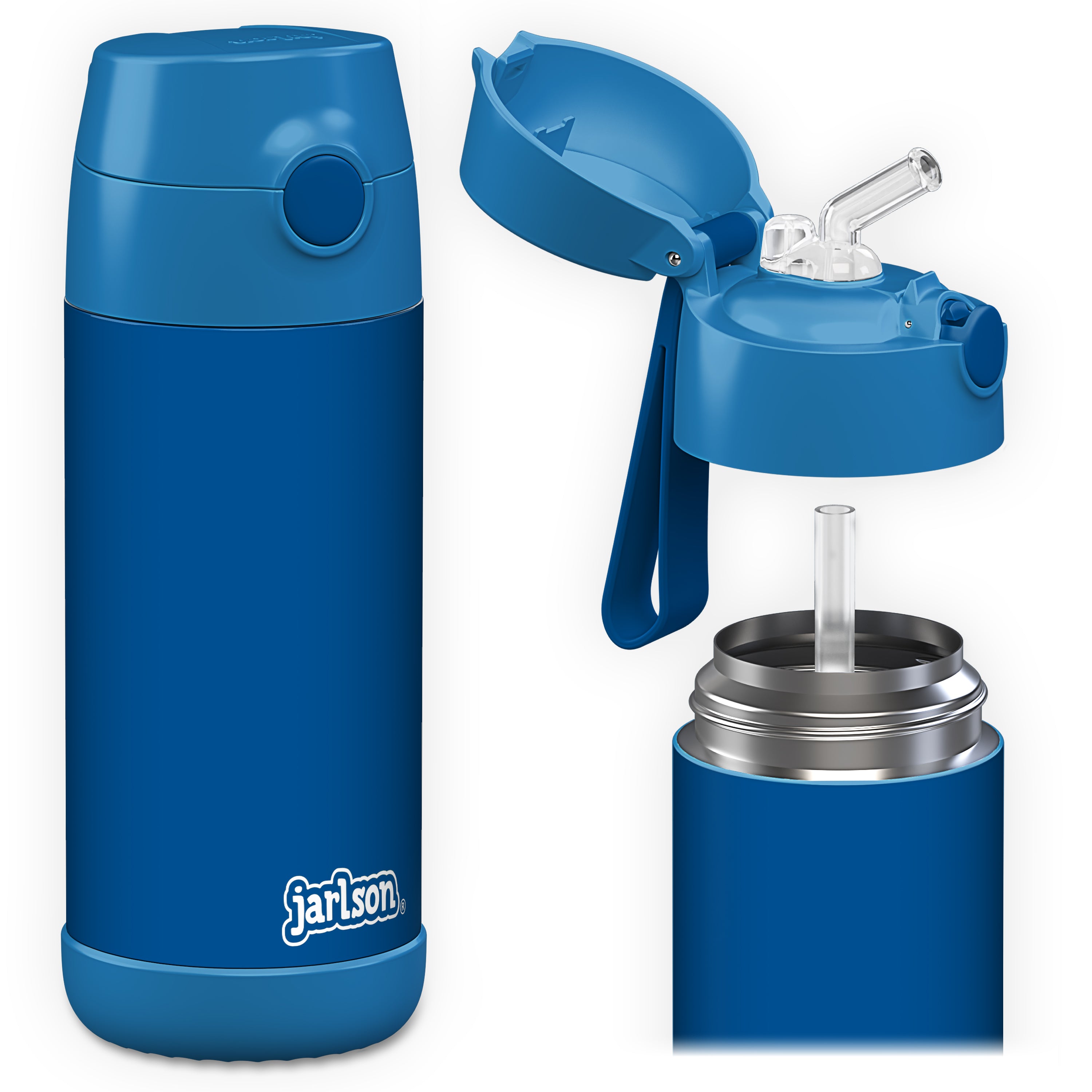 CHARLI Trinkflasche Edelstahl für Kinder mit Strohhalm