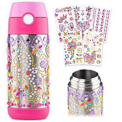 CRYSTAL Trinkflasche Kinder Edelstahl zum Selber Gestalten - 350ml / 500ml