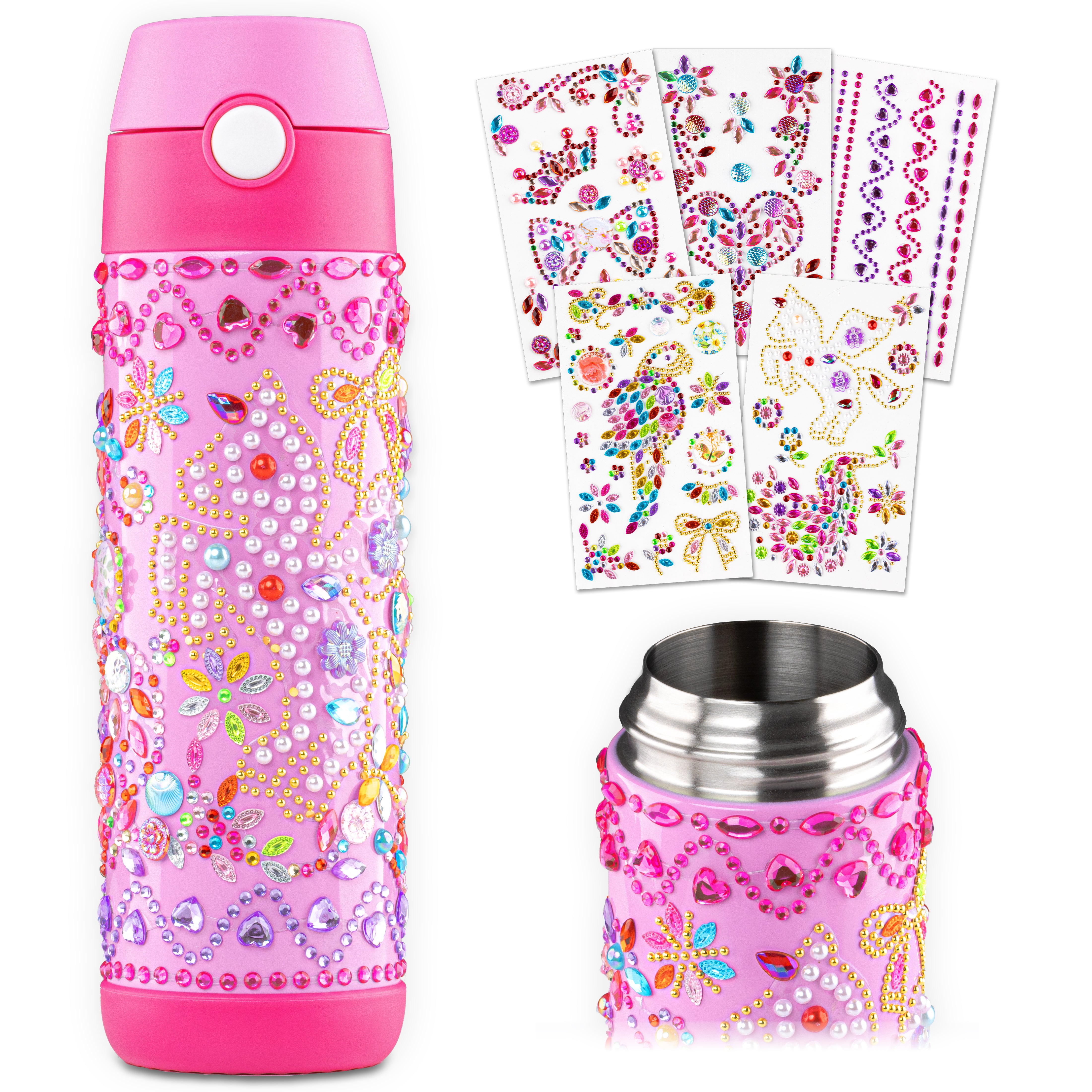 CRYSTAL Trinkflasche Kinder Edelstahl zum Selber Gestalten - 350ml / 500ml