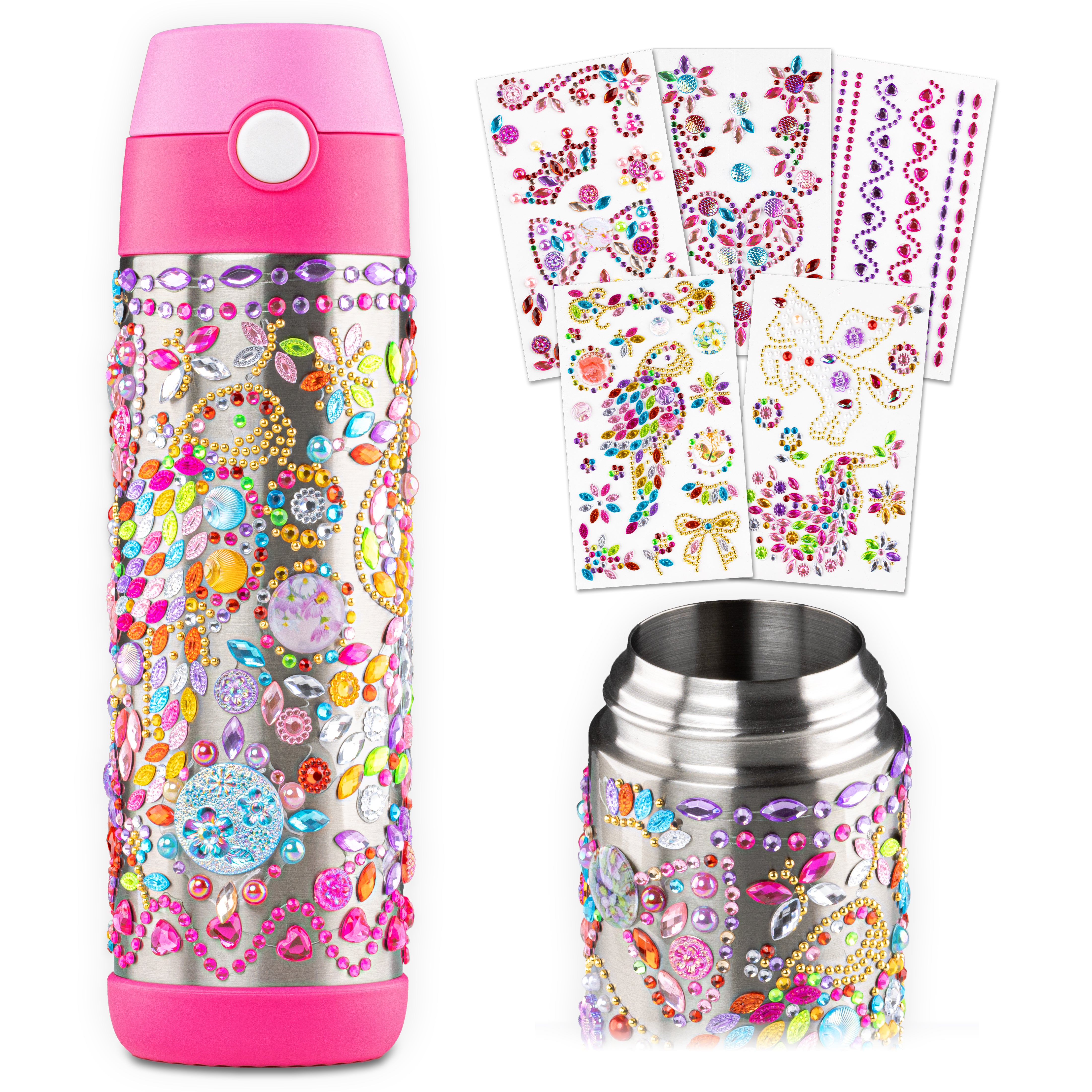 CRYSTAL Trinkflasche Kinder Edelstahl zum Selber Gestalten - 350ml / 500ml