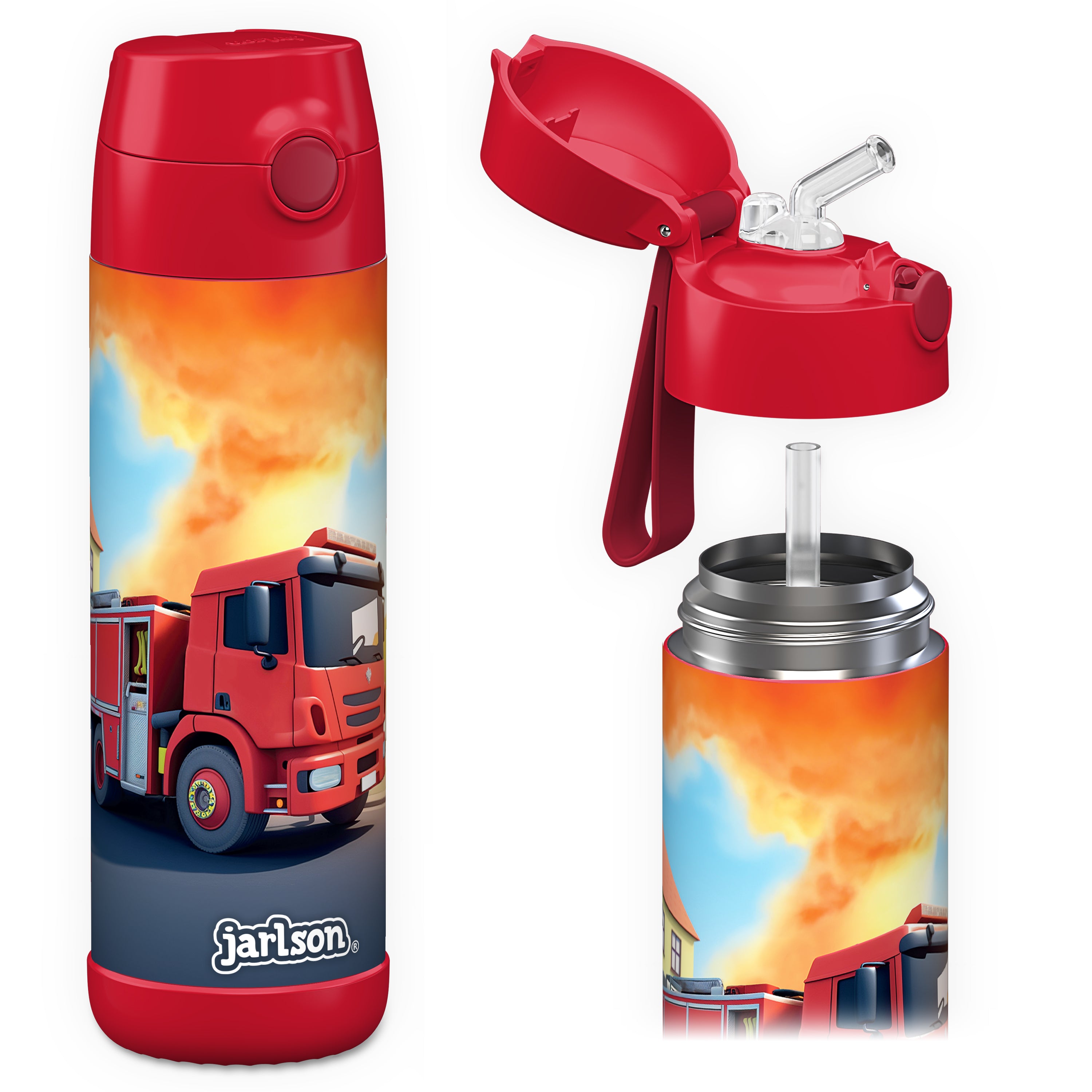 CHARLI Trinkflasche Edelstahl für Kinder mit Strohhalm