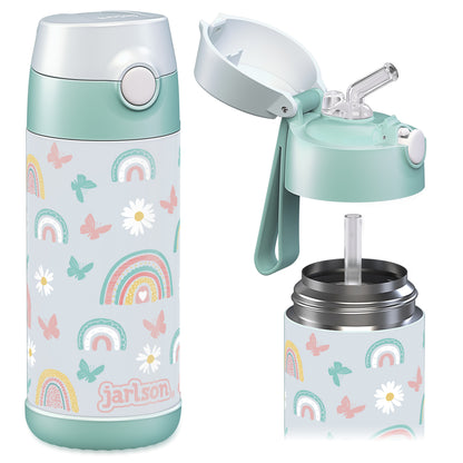 CHARLI Trinkflasche Edelstahl für Kinder mit Strohhalm