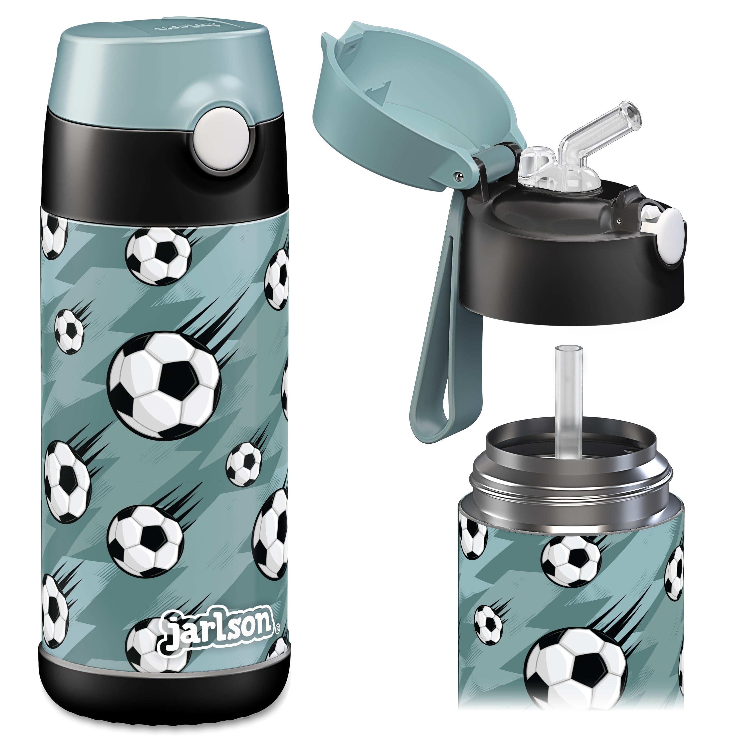 CHARLI Trinkflasche Edelstahl für Kinder mit Strohhalm