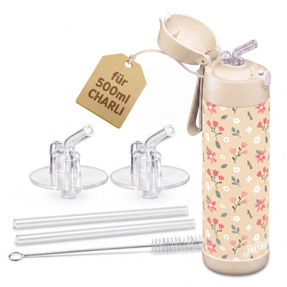 CHARLI Strohhalm Set / Silikonmundstück (2er Set) inkl. Reinigungsbürste