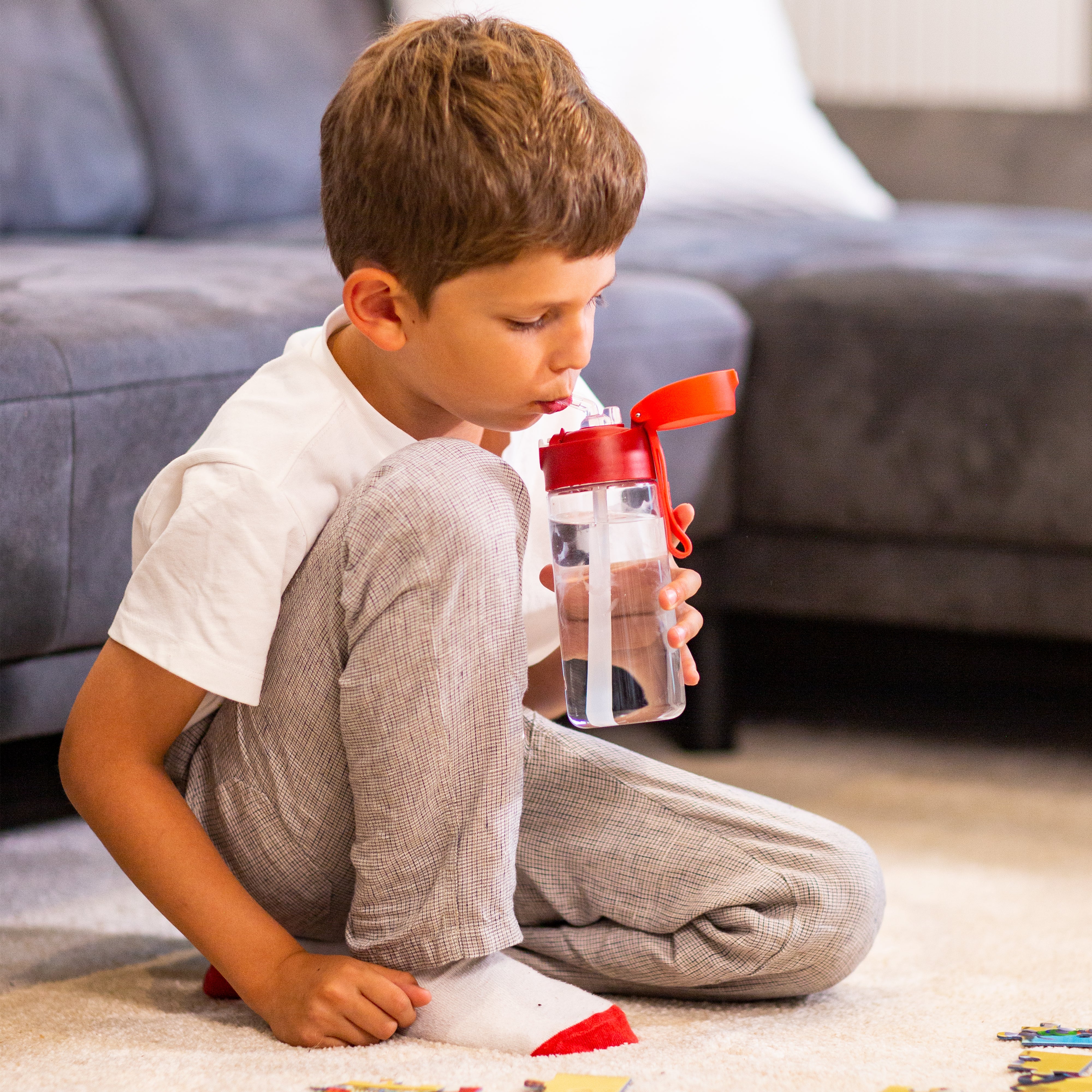 EMI Trinkflasche Tritan für Kinder mit Strohhalm 500ml