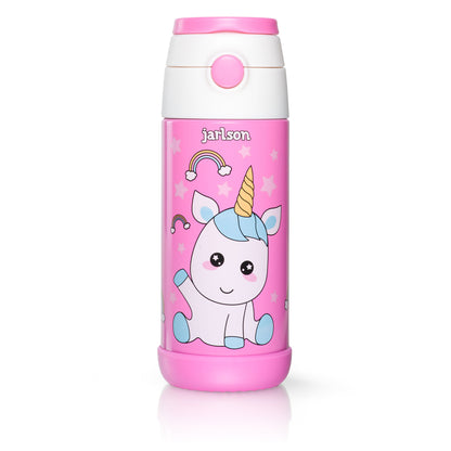 CHARLI Trinkflasche Edelstahl für Kinder mit Strohhalm