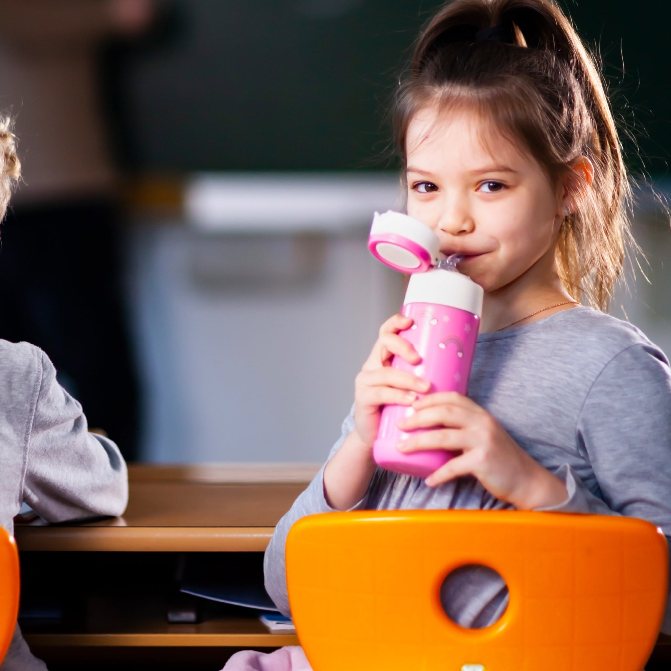 CHARLI Trinkflasche Edelstahl für Kinder mit Strohhalm
