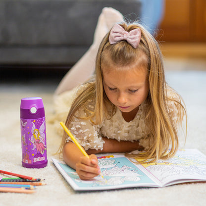 CHARLI Trinkflasche Edelstahl für Kinder mit Strohhalm