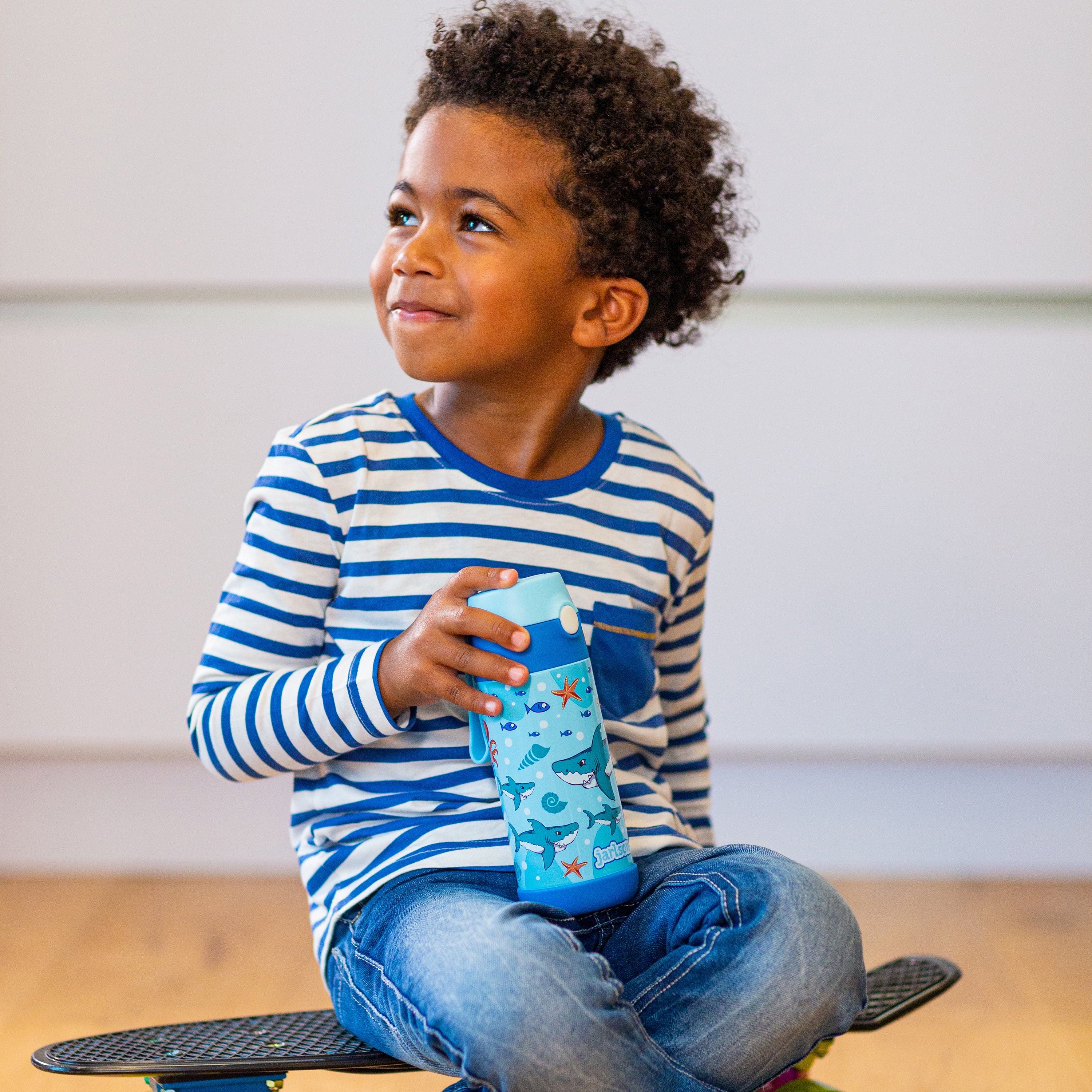 CHARLI Trinkflasche Edelstahl für Kinder mit Strohhalm