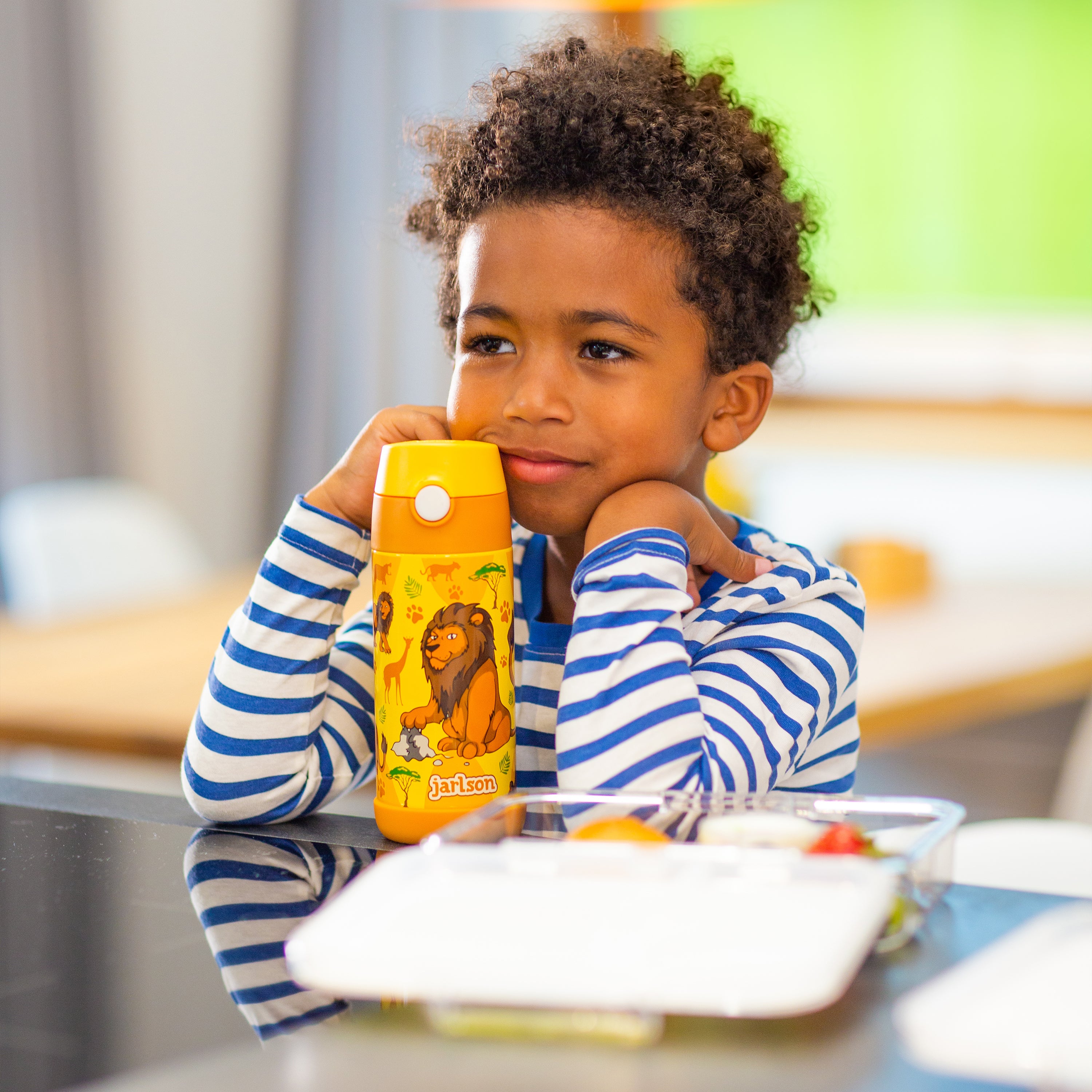 CHARLI Trinkflasche Edelstahl für Kinder mit Strohhalm
