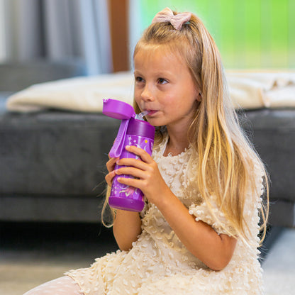 CHARLI Trinkflasche Edelstahl für Kinder mit Strohhalm