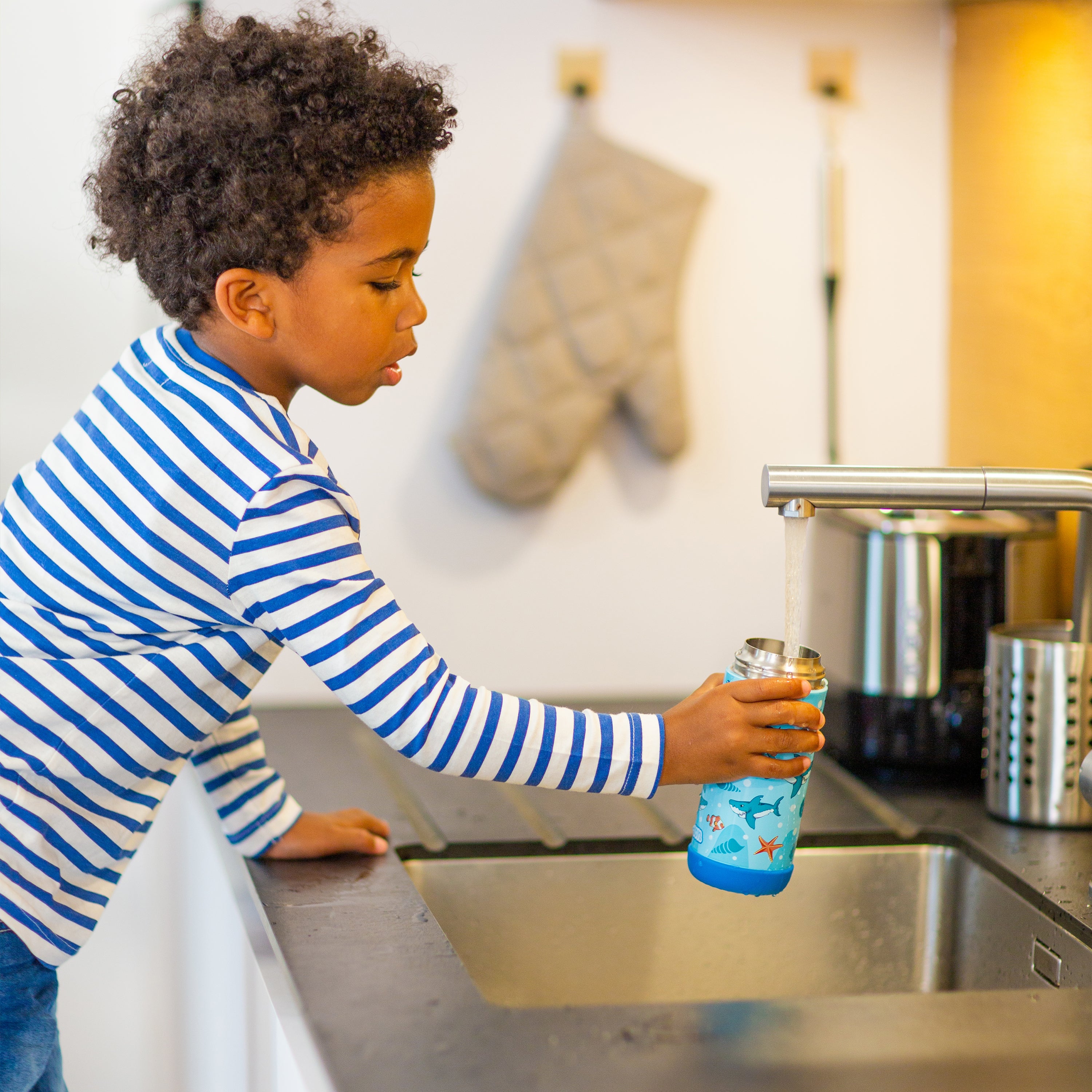 CHARLI Trinkflasche Edelstahl für Kinder mit Strohhalm