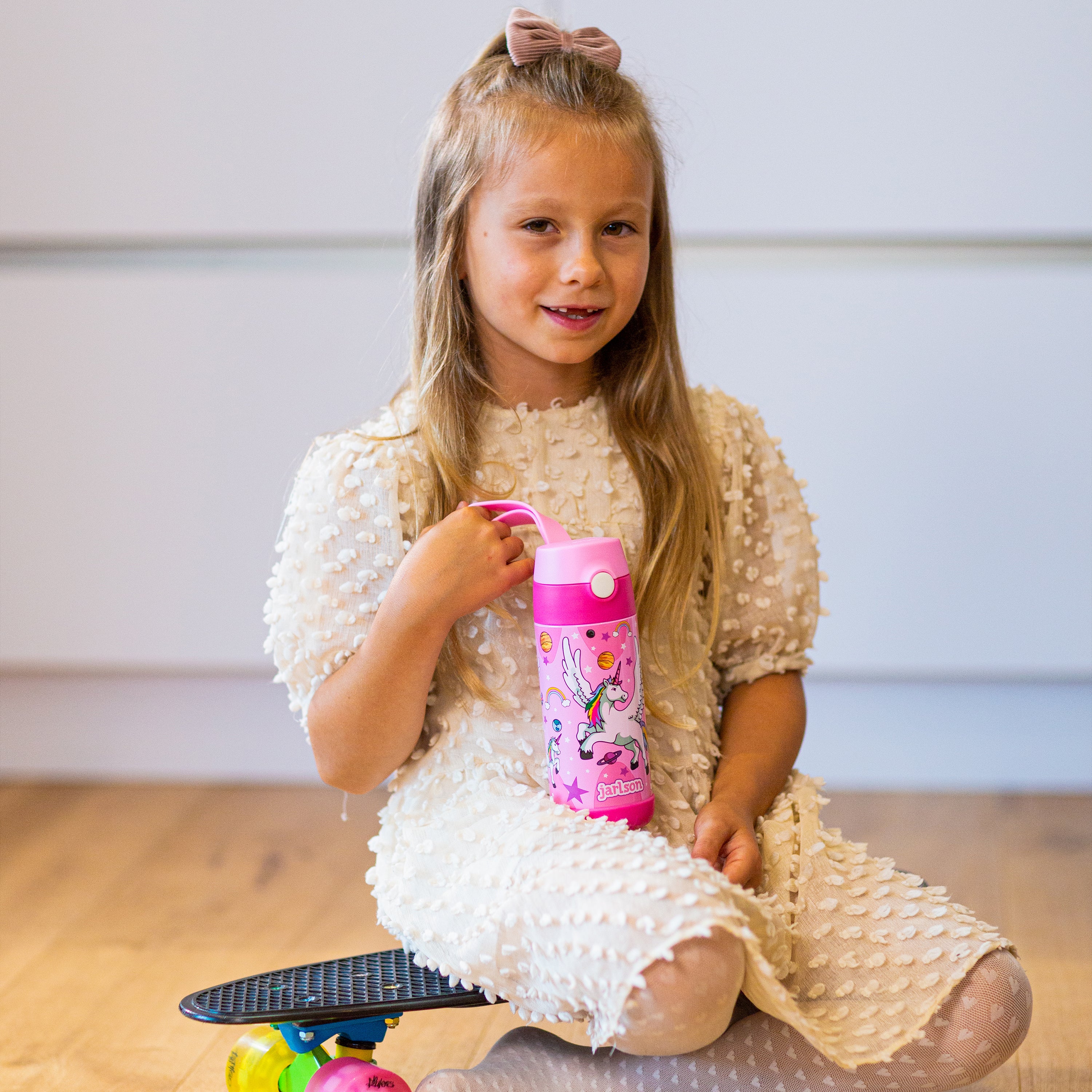 CHARLI Trinkflasche Edelstahl für Kinder mit Strohhalm