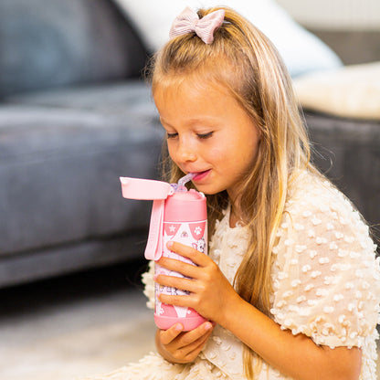 CHARLI Trinkflasche Edelstahl für Kinder mit Strohhalm