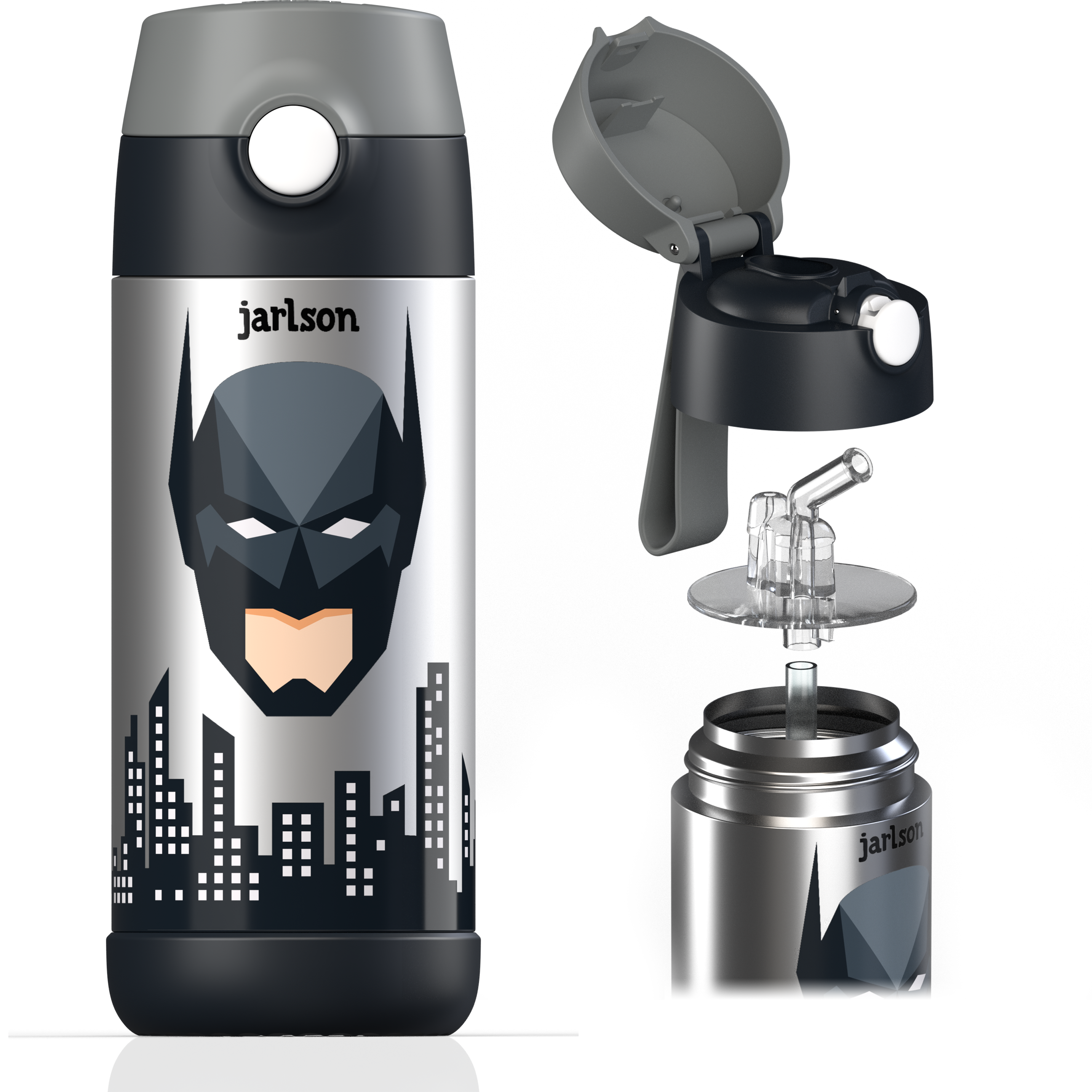 CHARLI Trinkflasche Edelstahl für Kinder mit Strohhalm