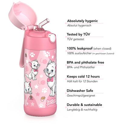 CHARLI Trinkflasche Edelstahl für Kinder mit Strohhalm