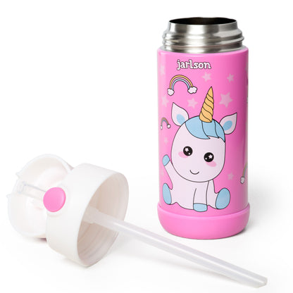 CHARLI Trinkflasche Edelstahl für Kinder mit Strohhalm